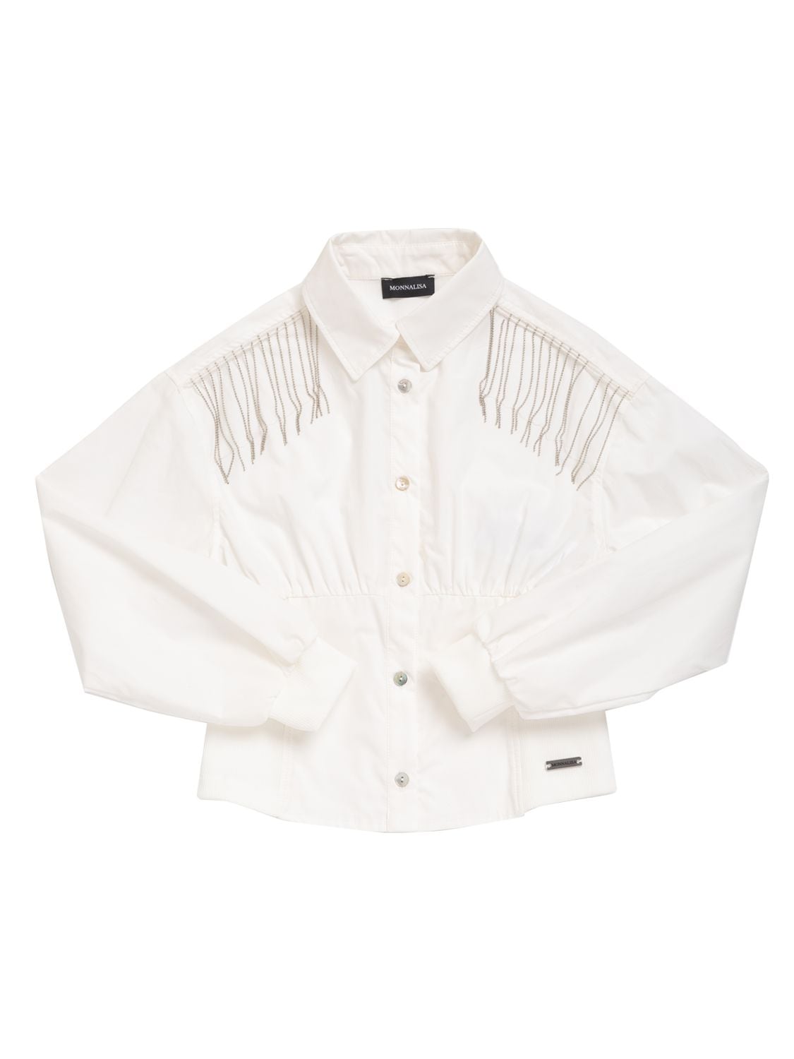 Monnalisa Kids' Cotton Poplin Shirt In White