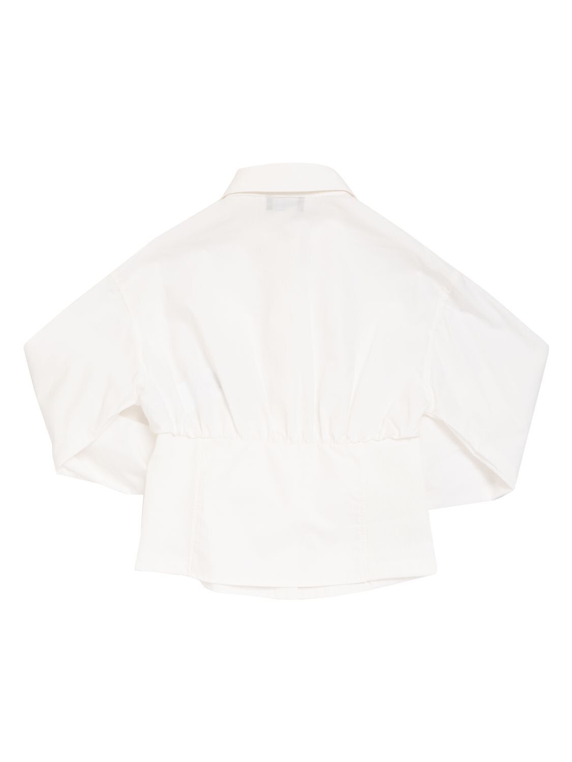 Shop Monnalisa Cotton Poplin Shirt In White