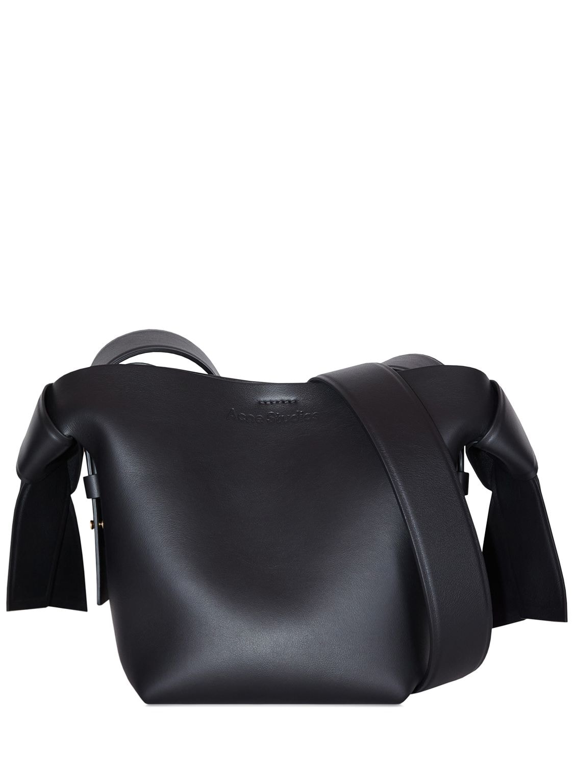 Acne Studios Mini Musubi Leather Top Handle Bag In Black