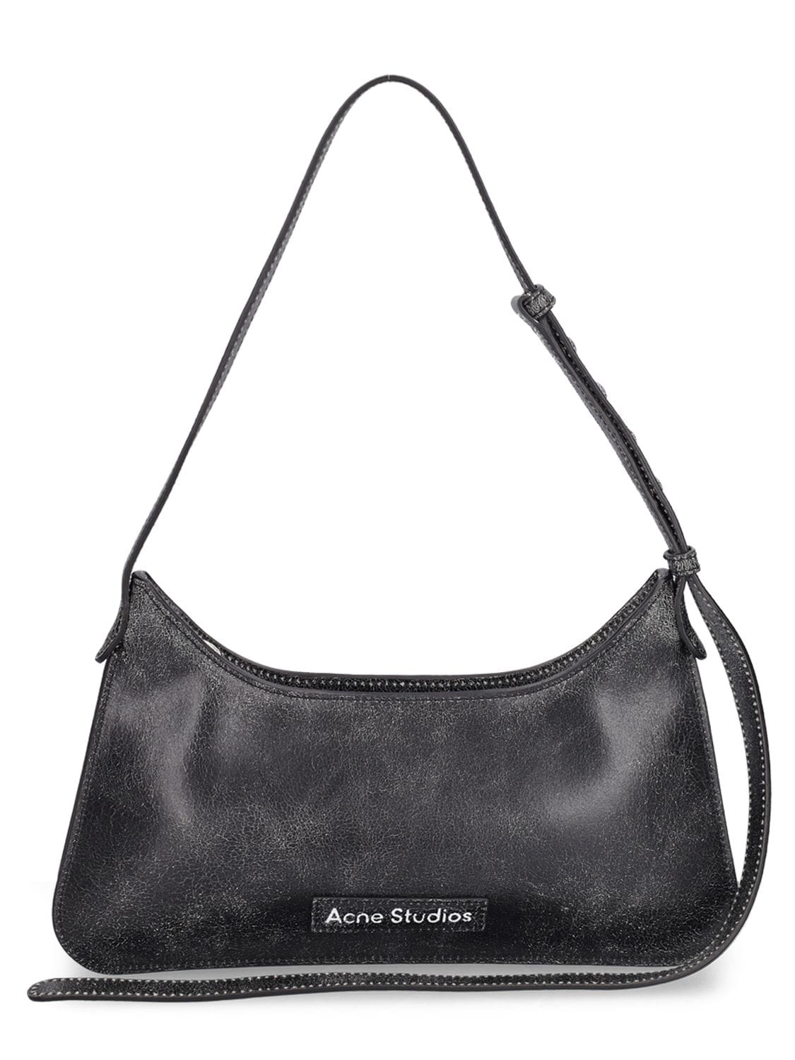 Acne Studios Crackled Leather Shoulder Bag In Black