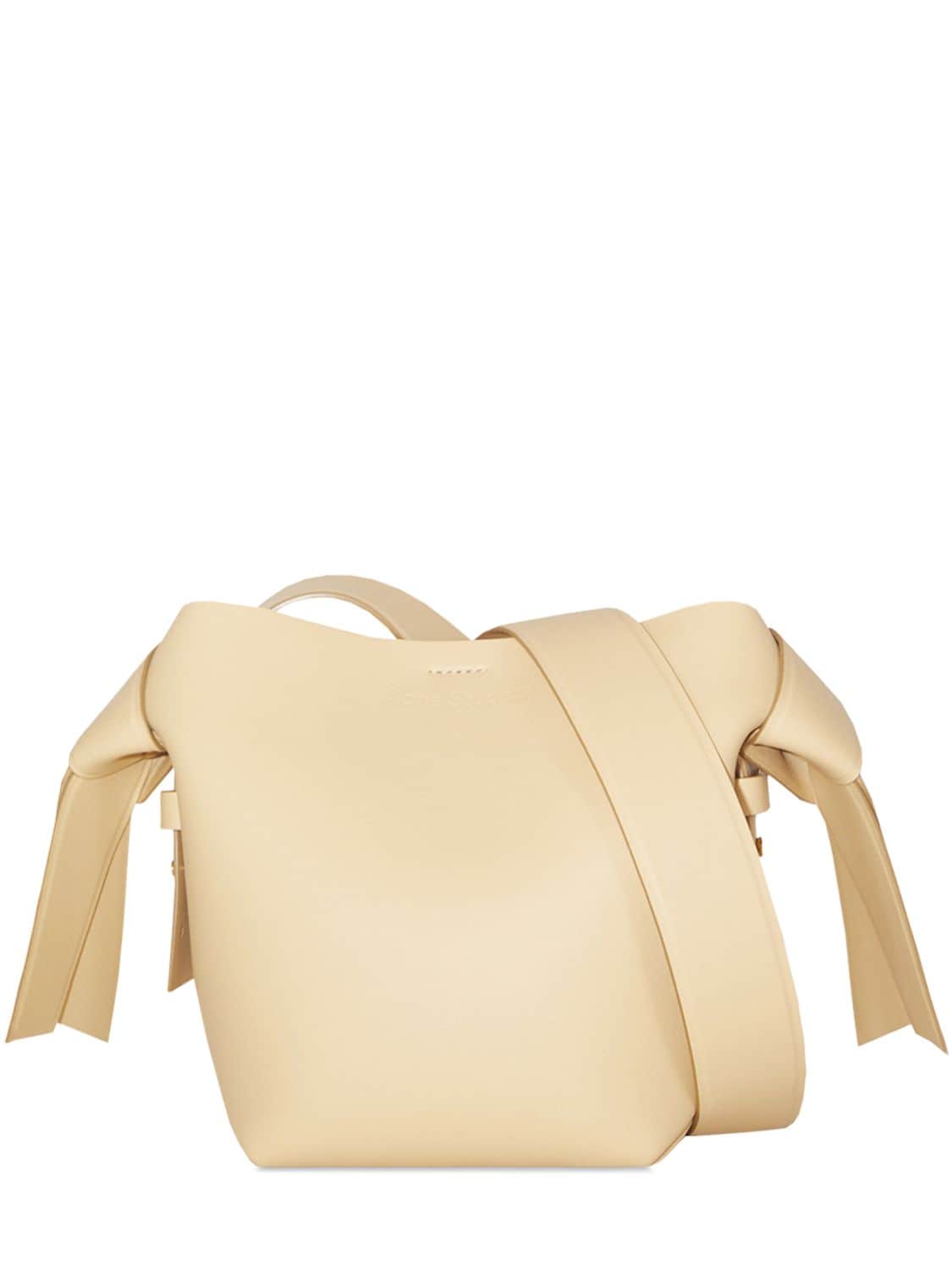 Acne Studios Mini Musubi Leather Top Handle Bag In Dune Beige