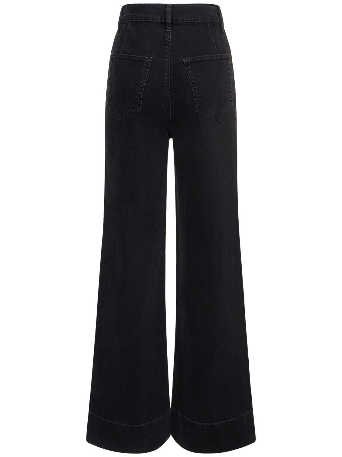 Shop Triarchy Ms. Onassis High Rise Wide Denim Jeans In Black