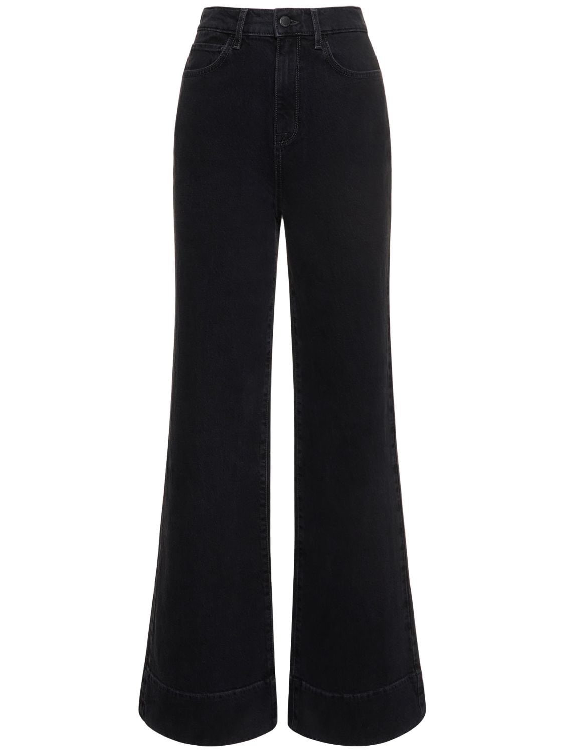 Shop Triarchy Ms. Onassis High Rise Wide Denim Jeans In Black
