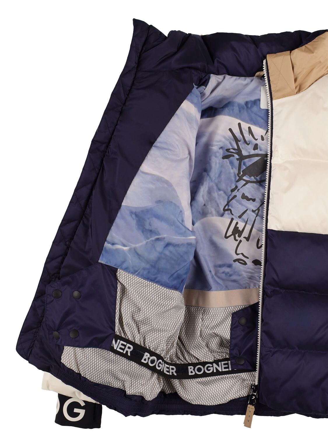 Shop Bogner Nylon Down Ski Jacket In Beige,black