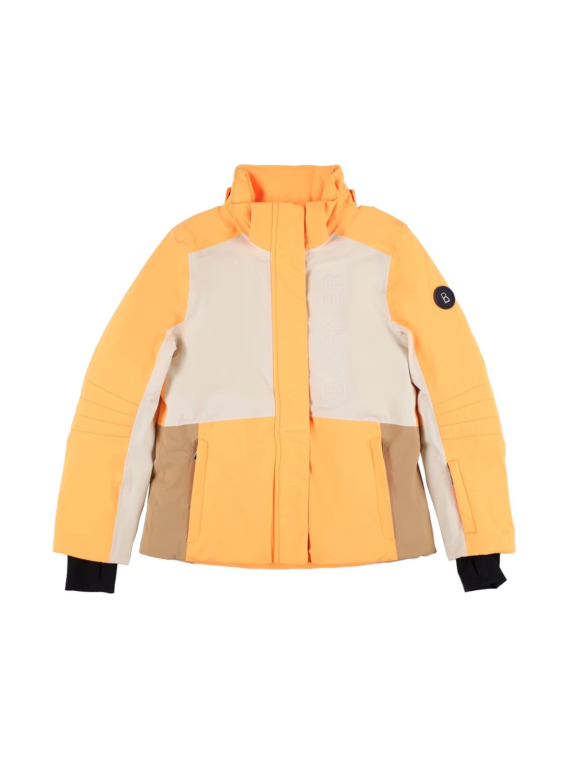 Shop Bogner Nylon Puffer Ski Jacket In Orange,beige