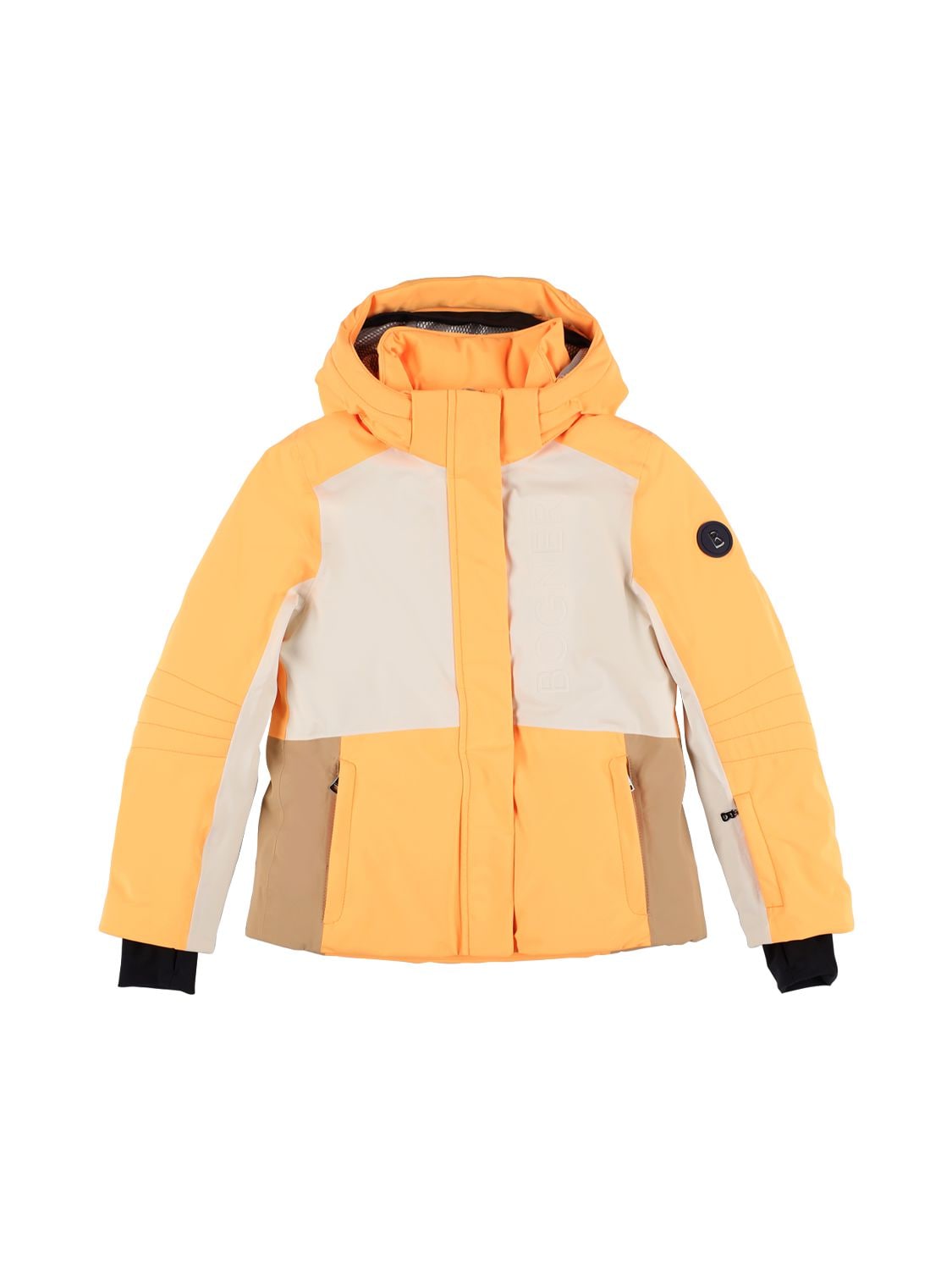 Bogner Kids' Nylon Puffer Ski Jacket In Orange,beige