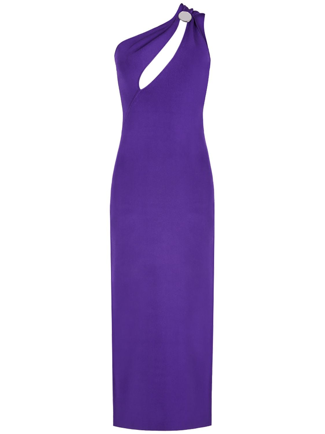 Shop Galvan Skye Compact Knit Midi Dress In Purple
