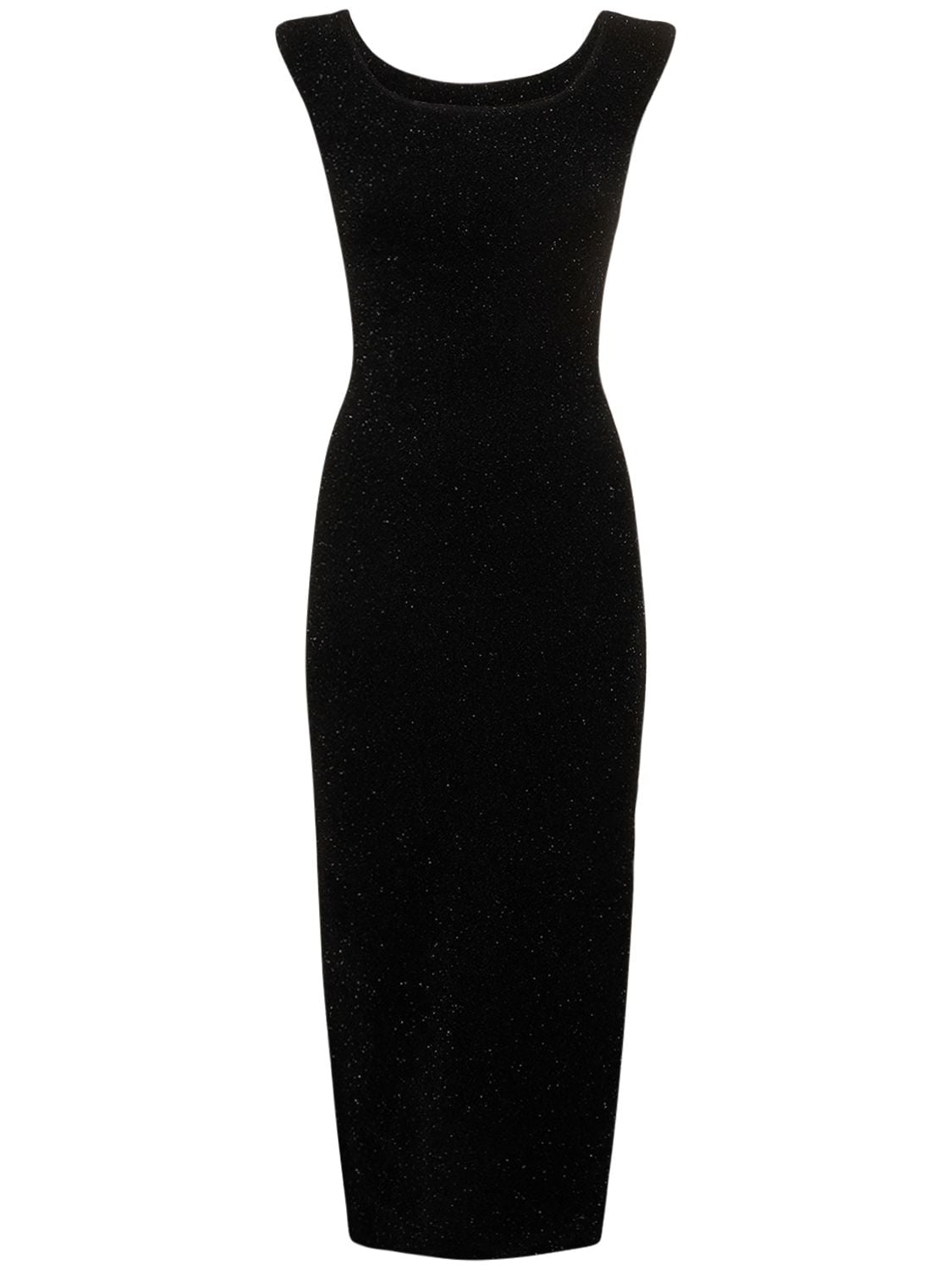 Galvan Aphrodite Lurex Knit Midi Dress In Black