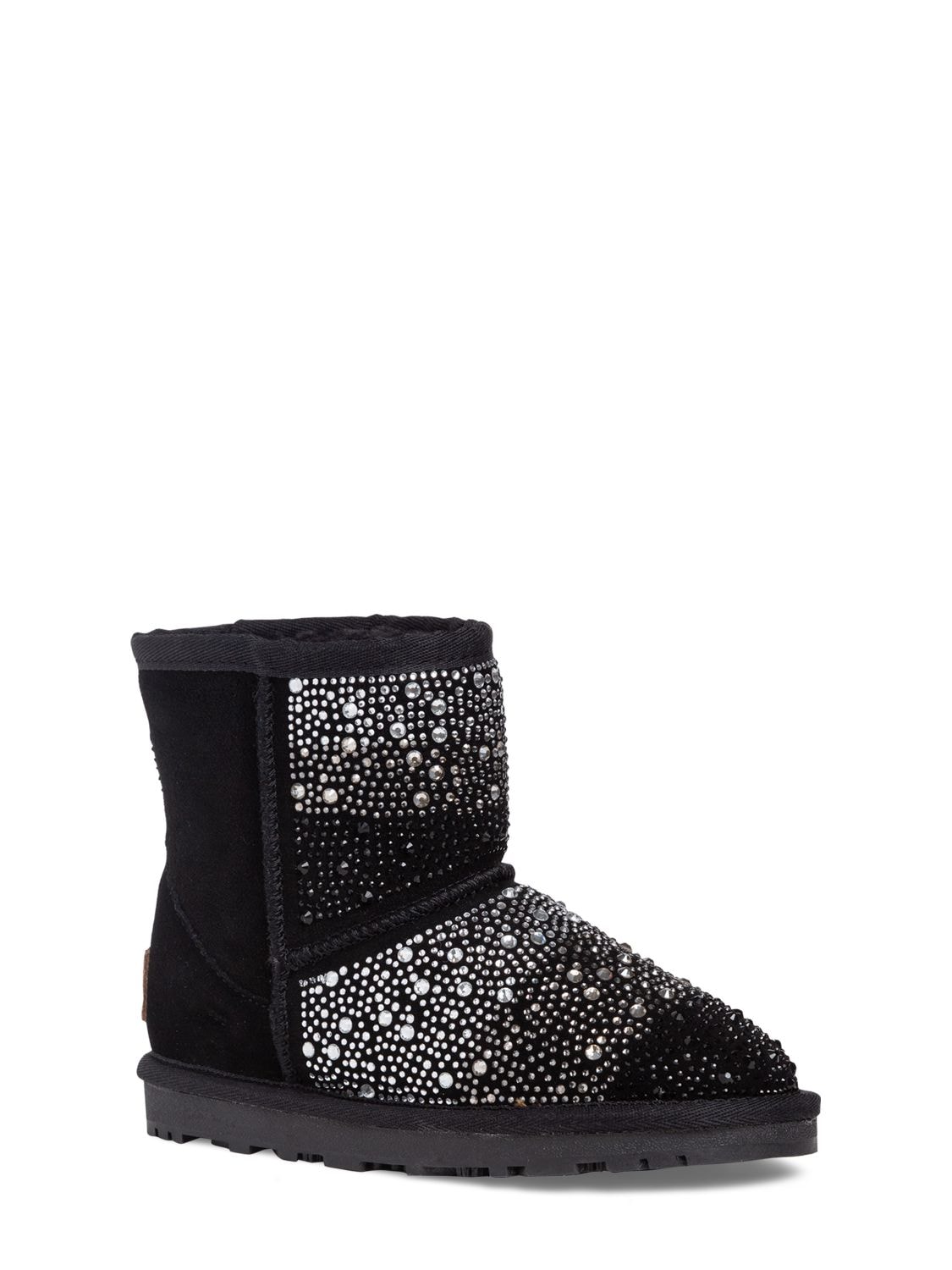 Shop Monnalisa Embellished Boots W/ Faux Fur In Black