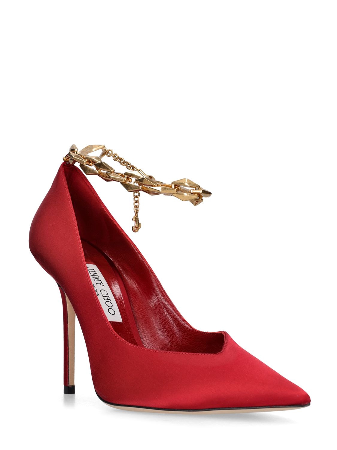 Shop Jimmy Choo Lvr Exclusive 100mm Diamond Satin Pumps In Cranberry