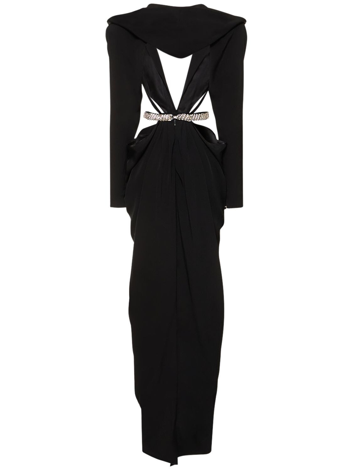 Shop Alexandre Vauthier Lvr Exclusive Cutout Crepe Long Dress In Schwarz