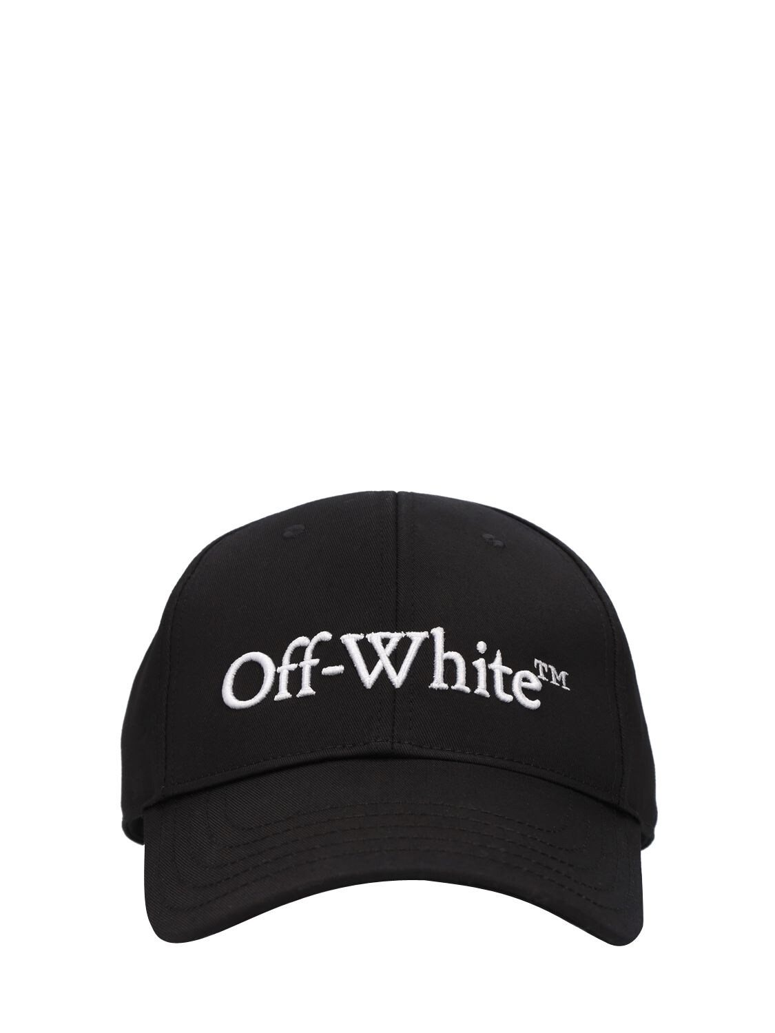 Off-white Bookish Logo Cotton Baseball Cap In Black