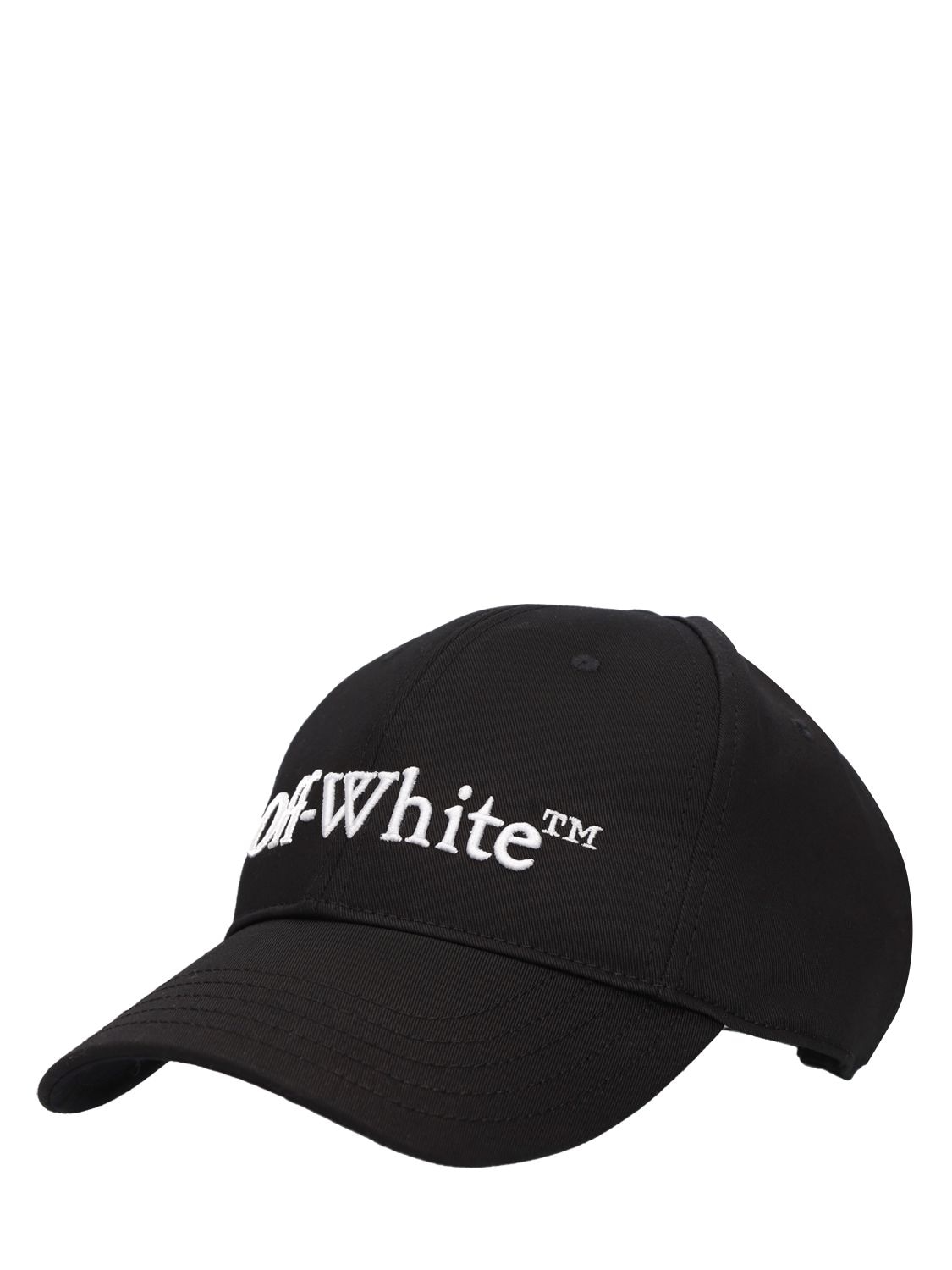 Shop Off-white Bookish Logo Cotton Baseball Cap In Black