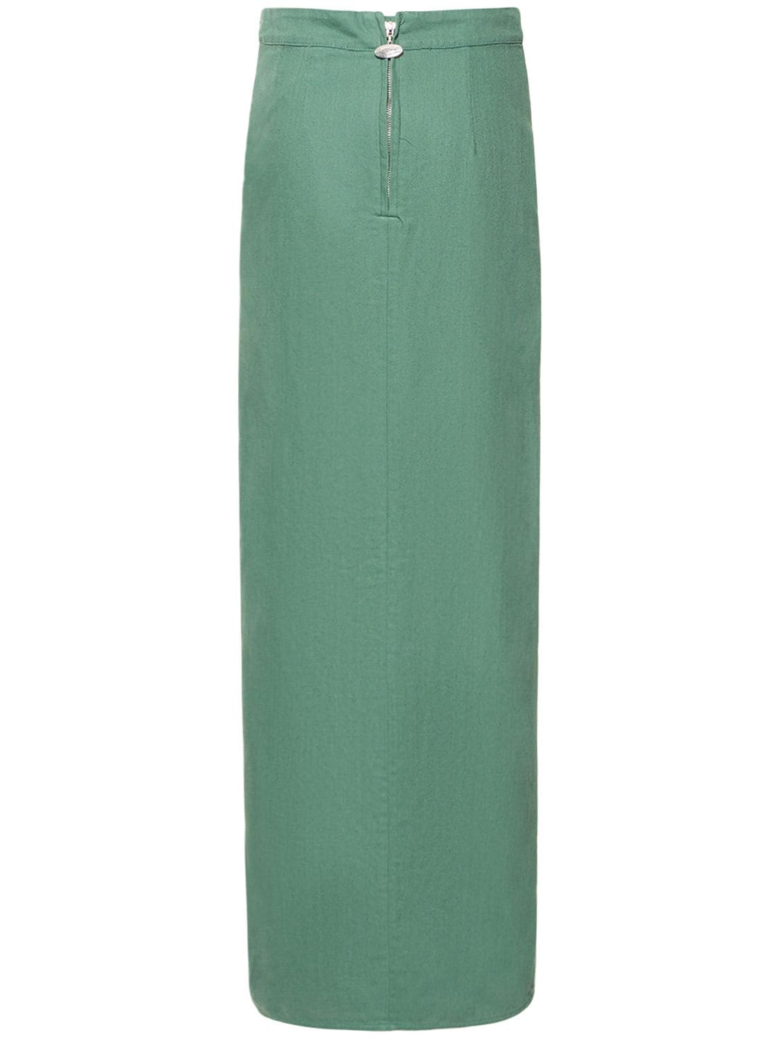 Shop Cannari Concept Summer Washed Cotton Twill Long Skirt In Green