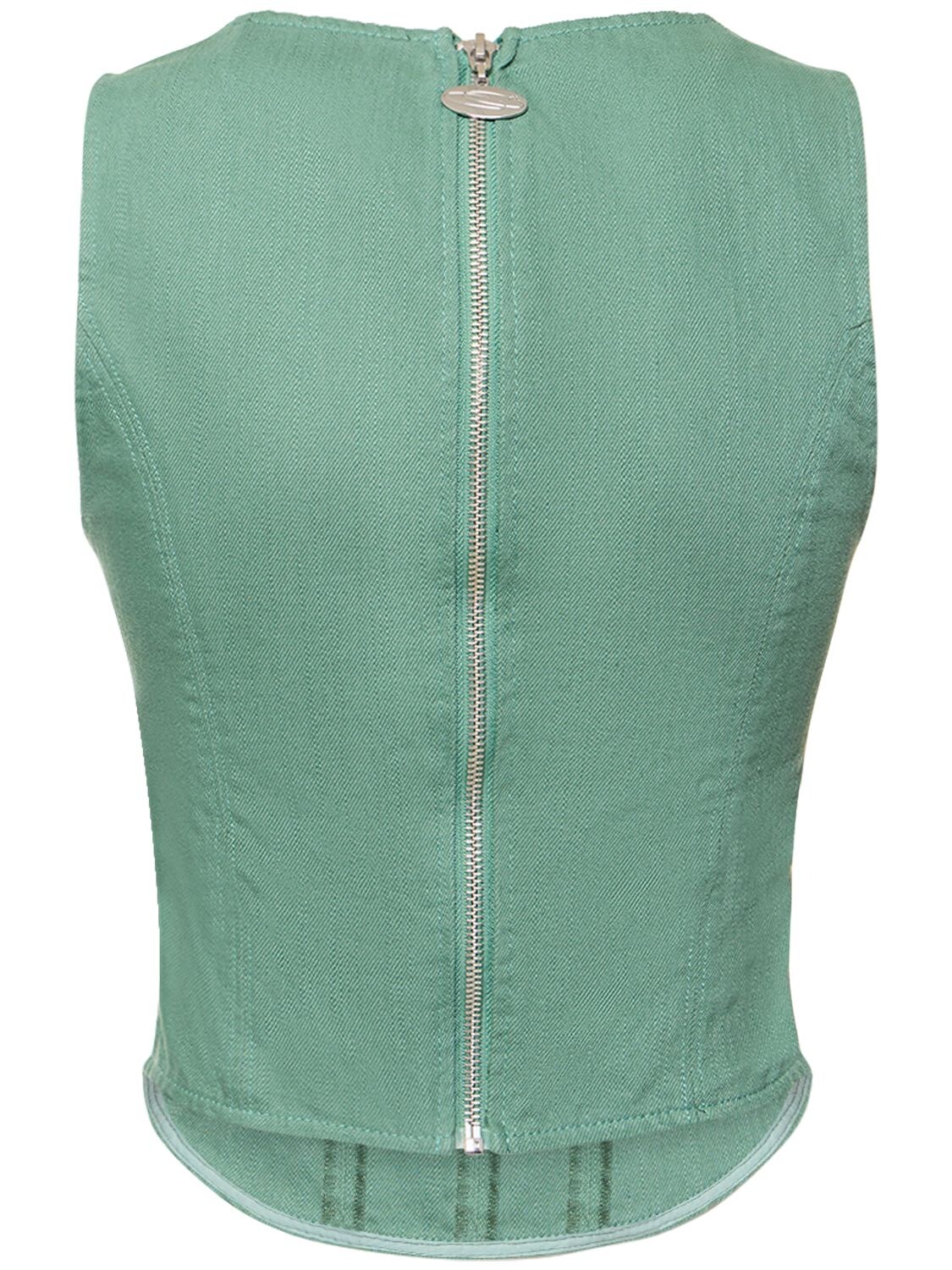 Shop Cannari Concept Sarai Washed Cotton Twill Corset Top In Green
