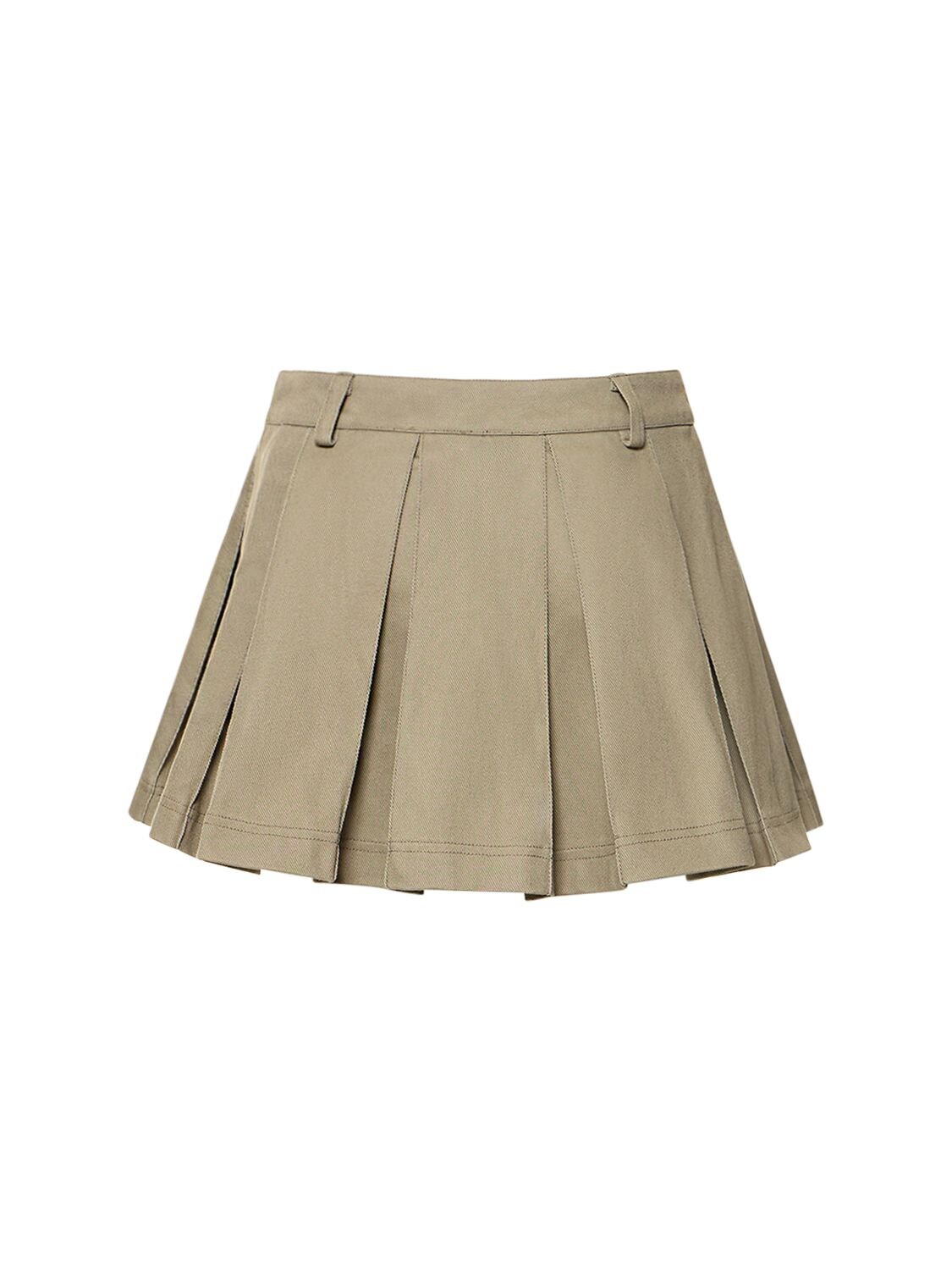 Shop Cannari Concept Simi Pleated Cotton Mini Skirt In Green