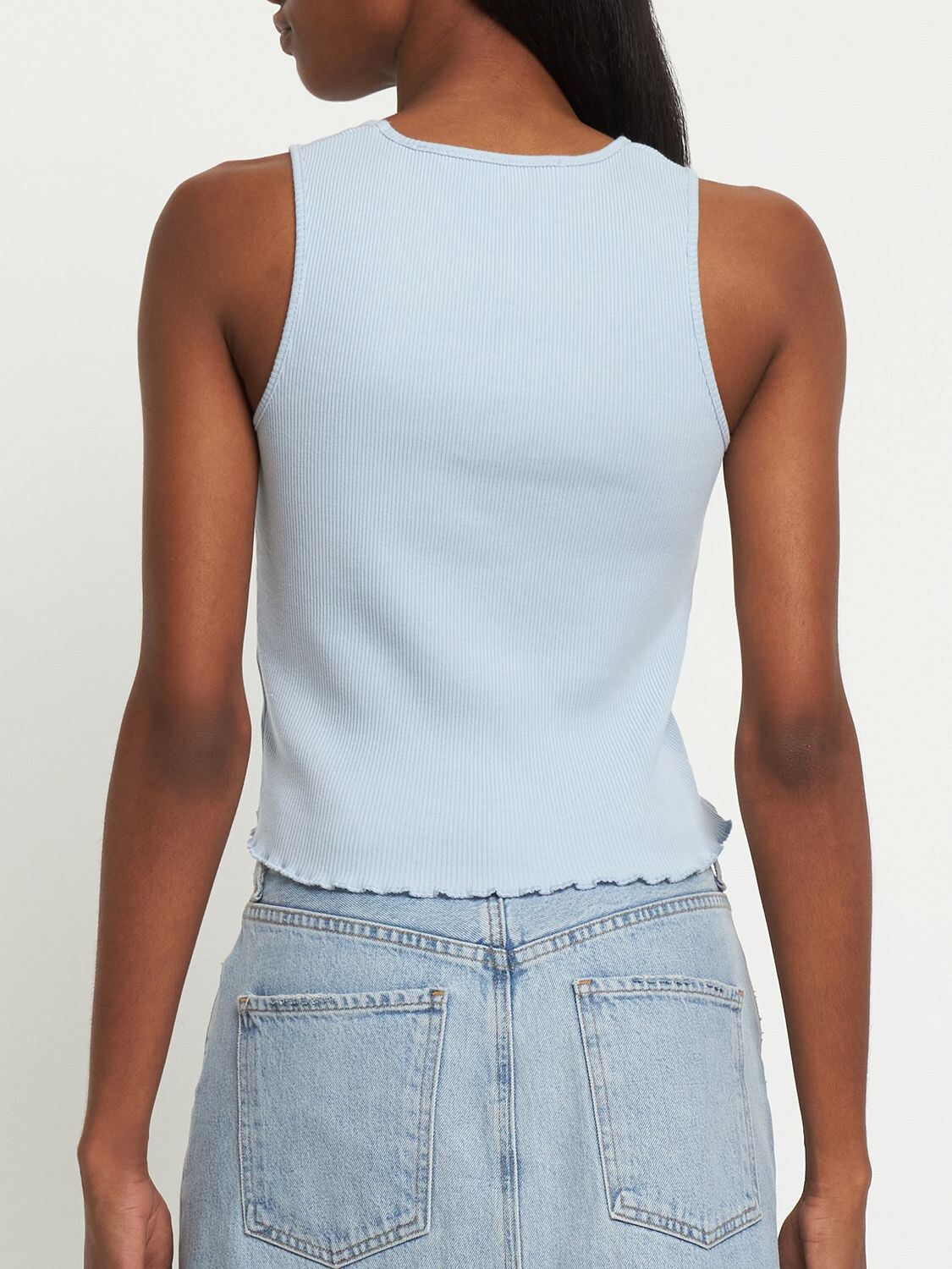 Shop Cannari Concept Savoy Ribbed Cotton Tank Top In Cashmere Blue