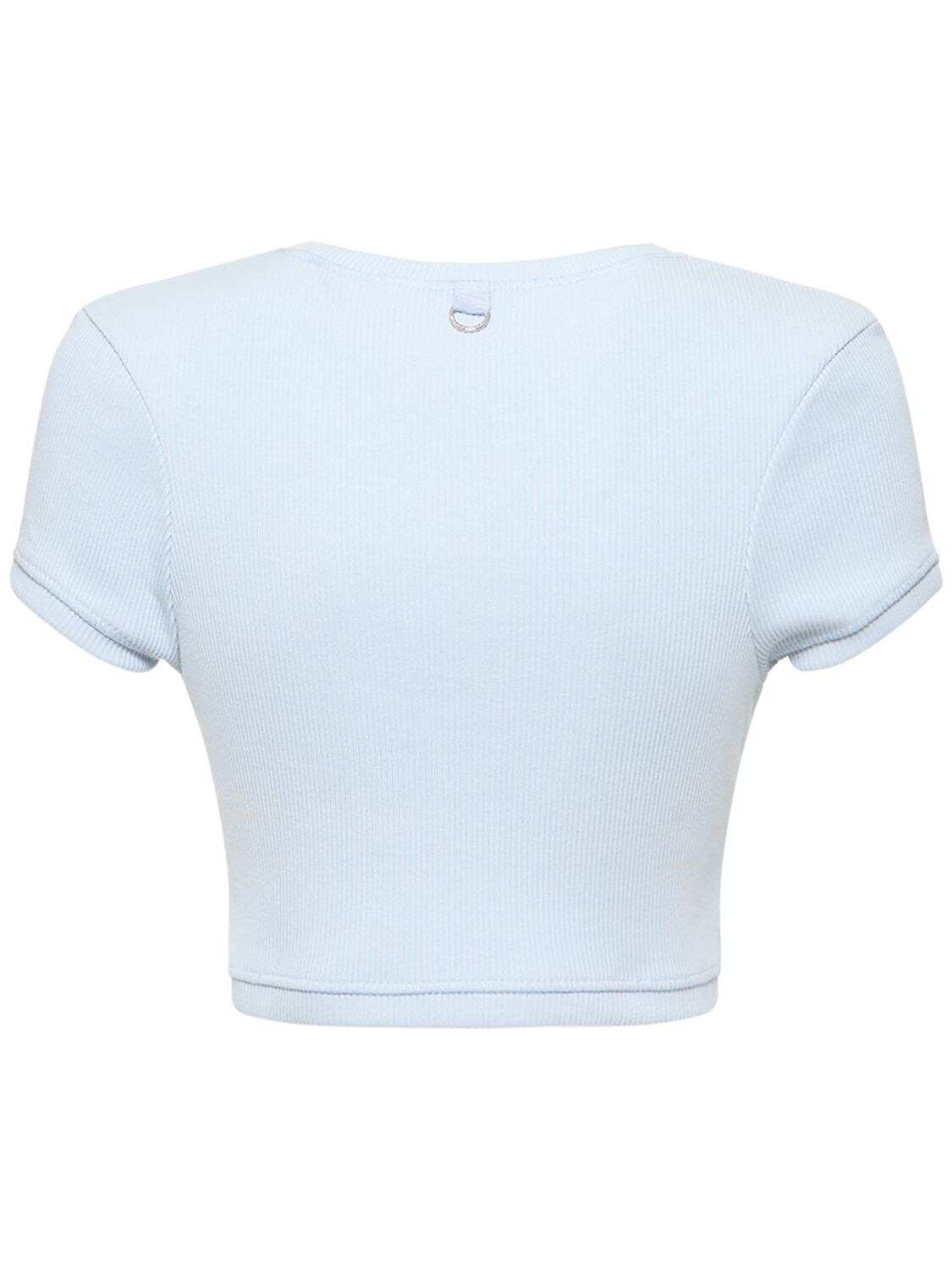 Shop Cannari Concept Sutton Ribbed Cotton Cropped T-shirt In Cashmere Blue