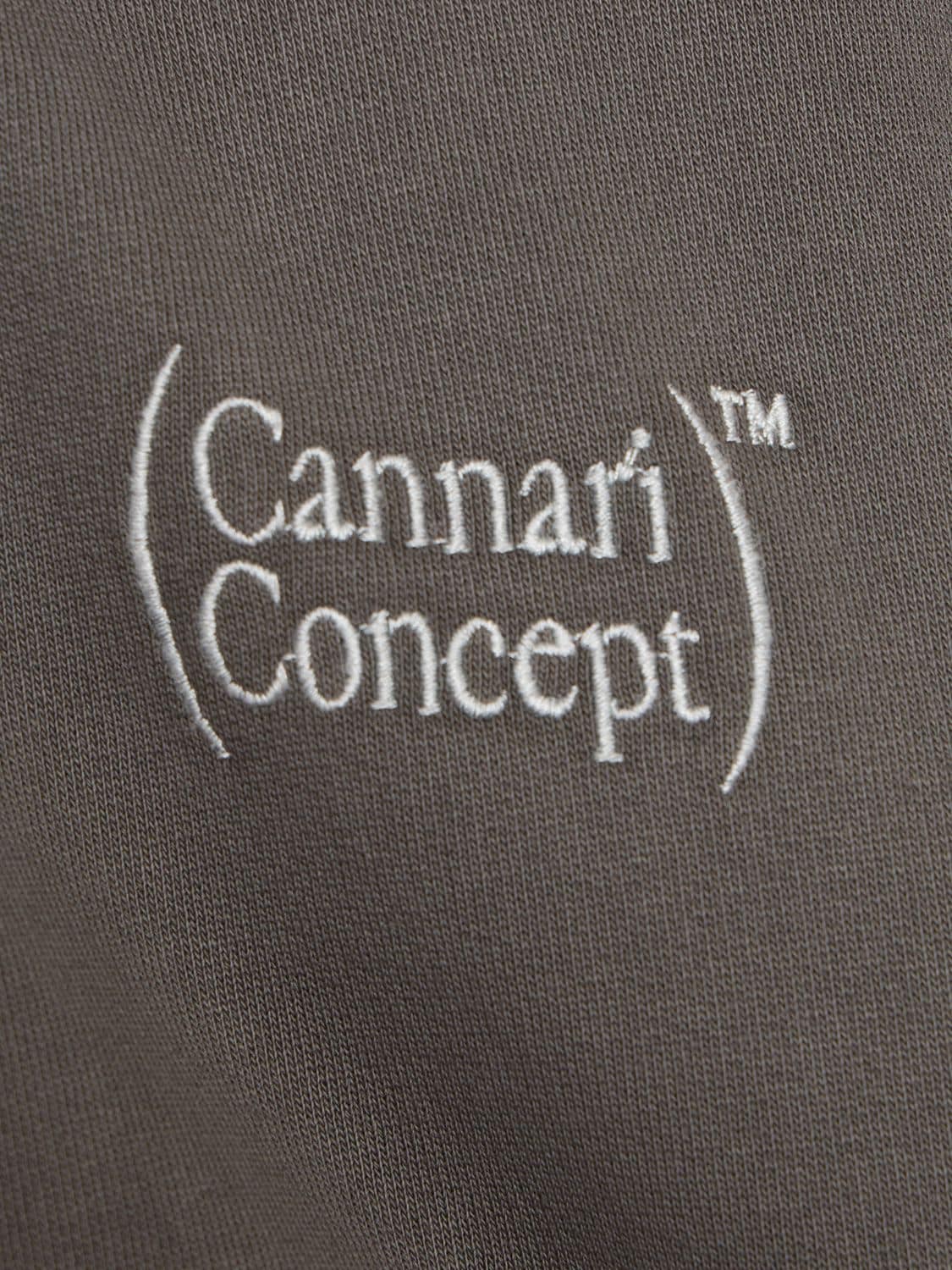 Shop Cannari Concept Sariah Logo Printed Cotton Crop Hoodie In Grey