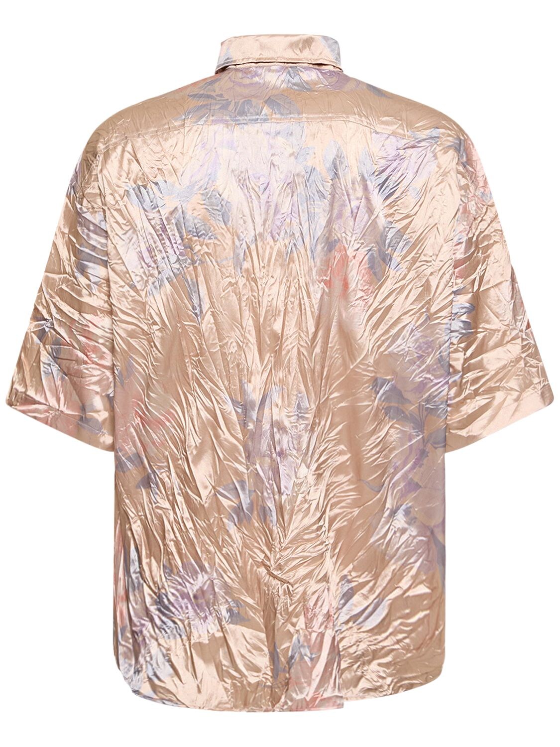 Shop Acne Studios Crinkled Short Sleeve Shirt In Blush Beige