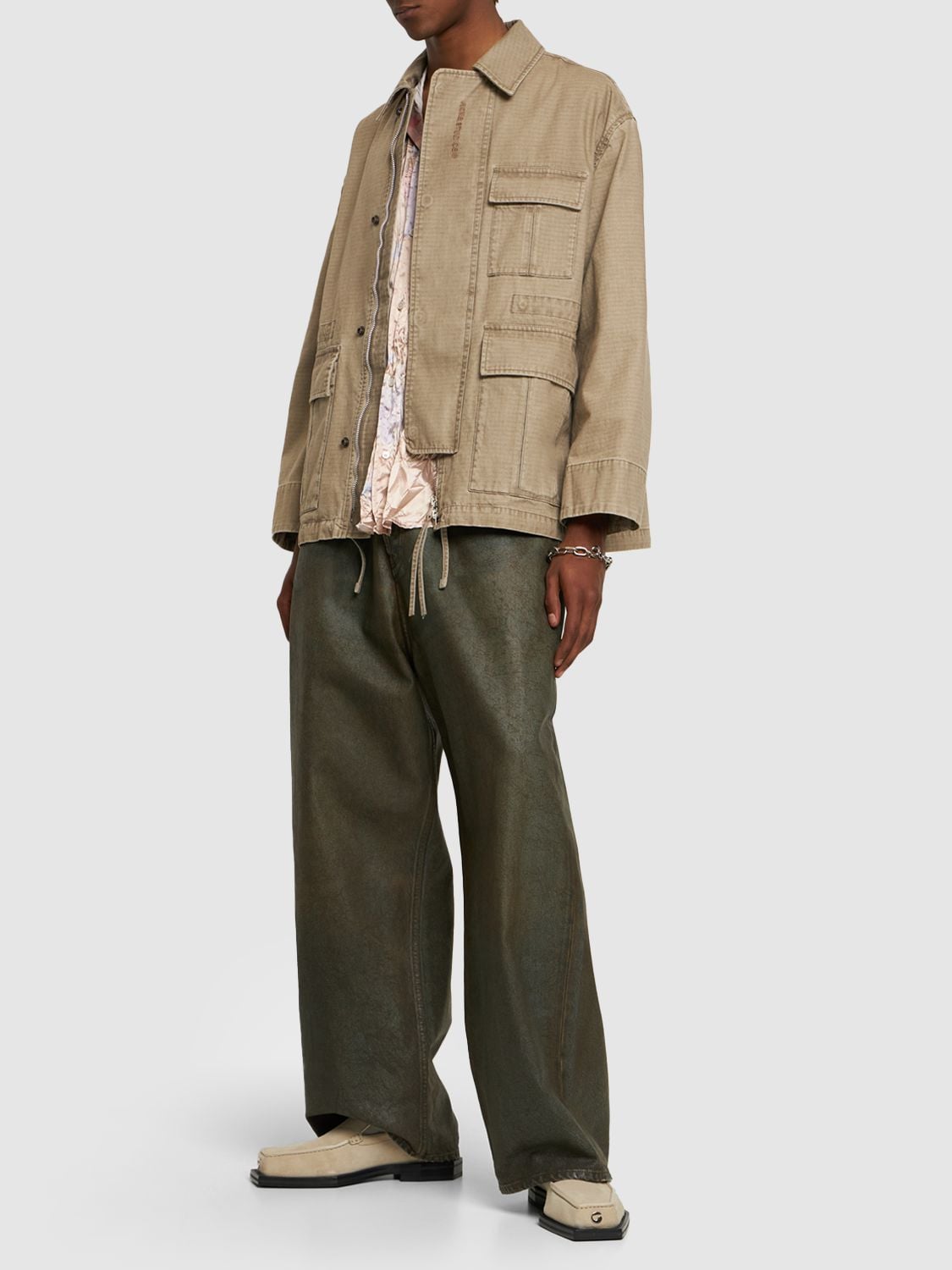 Shop Acne Studios Ostera Cotton Ripstop Jacket In Cold Beige