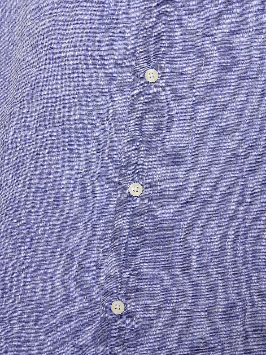 Shop Frescobol Carioca Antonio Linen Shirt In Blue