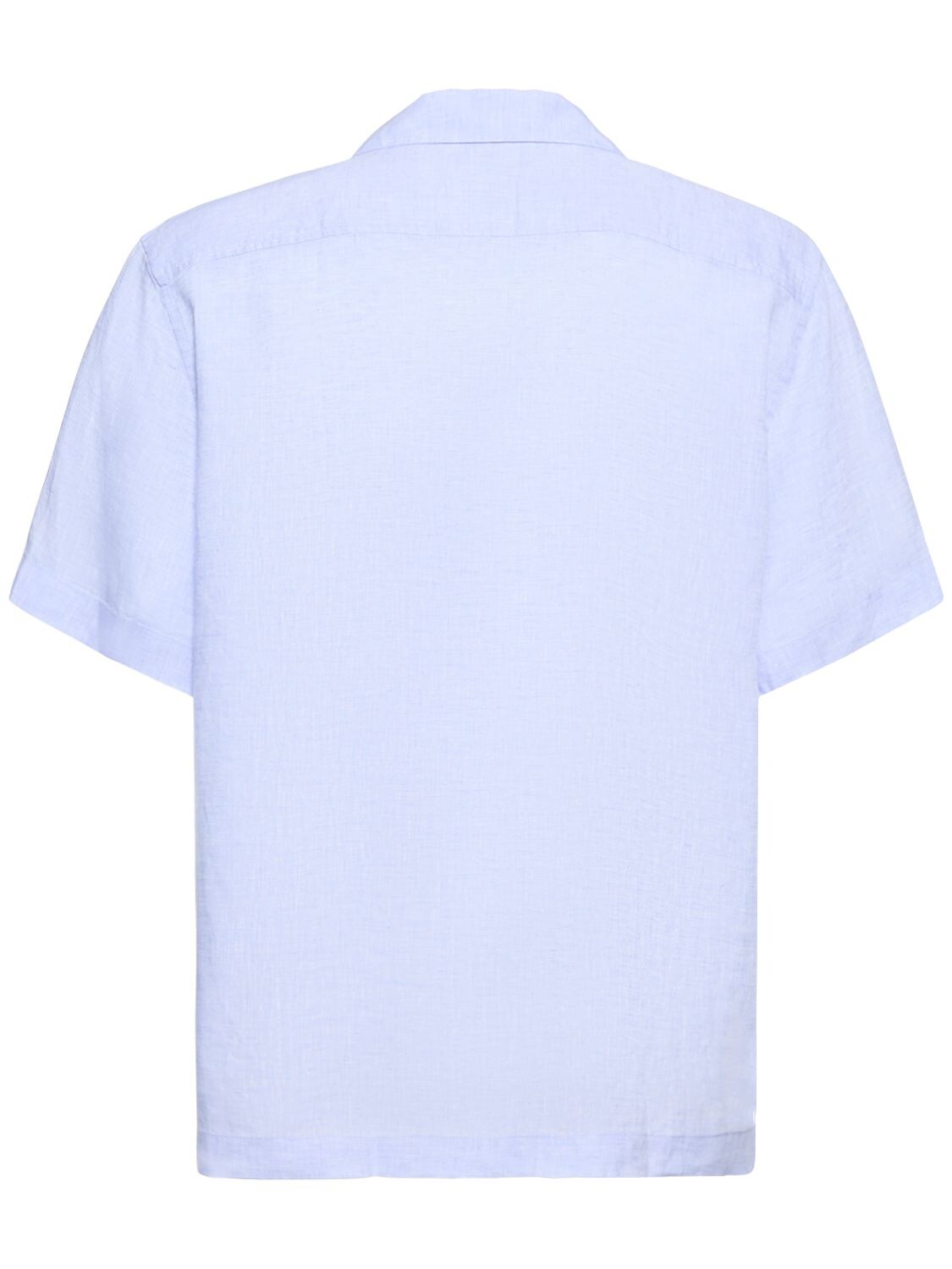 Shop Frescobol Carioca Angelo Linen Bowling Shirt In Light Blue