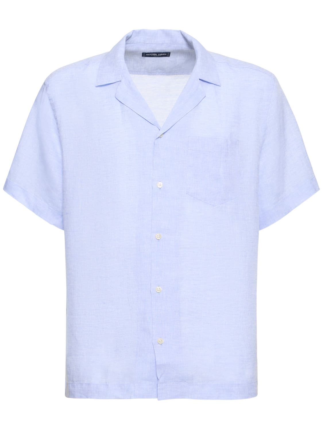Frescobol Carioca Angelo Linen Bowling Shirt In Light Blue