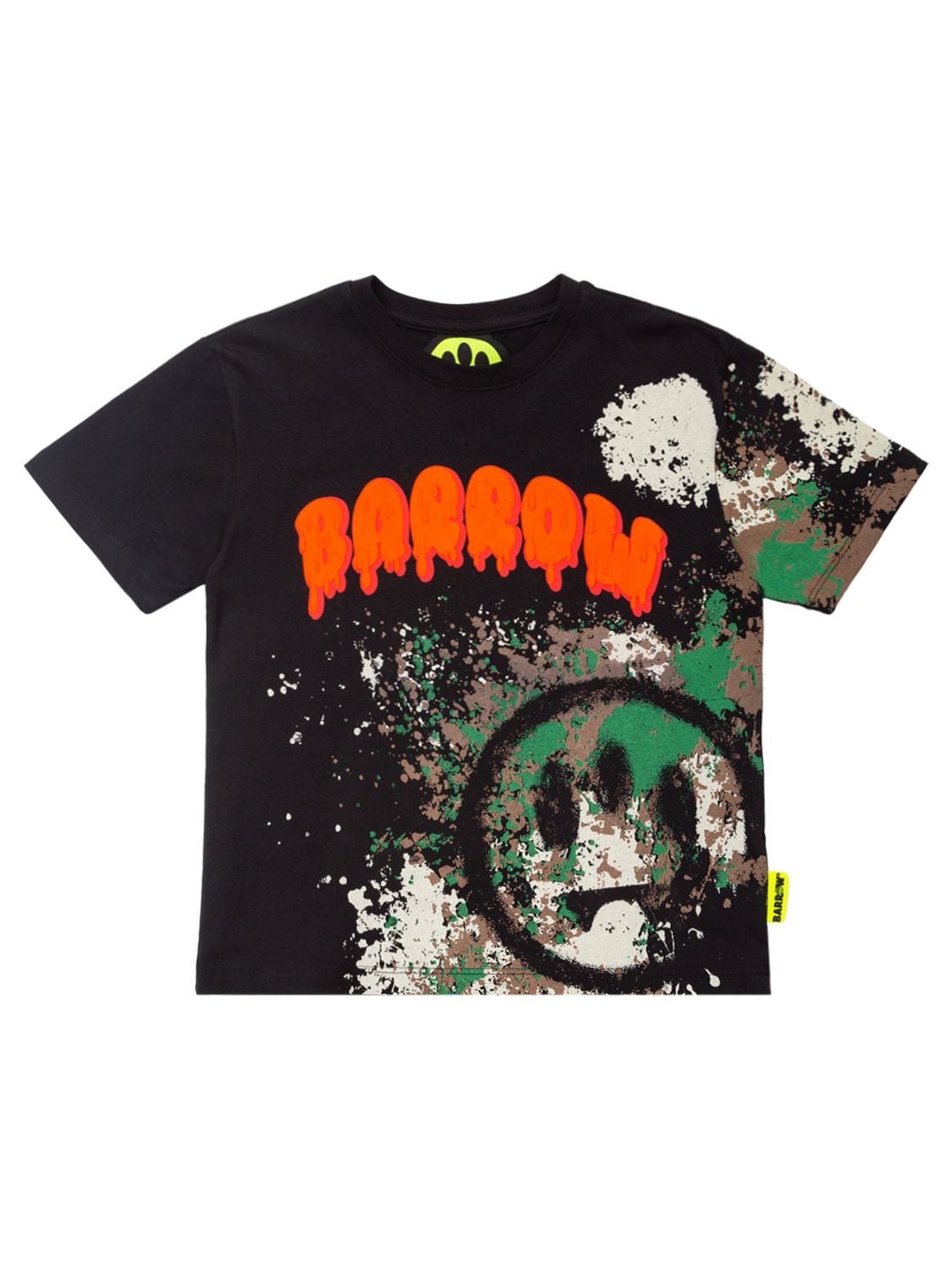 Barrow Kids' Printed Cotton Jersey S/s T-shirt In Black