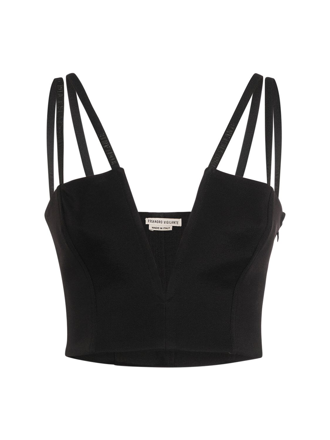 Compact Jersey V Neck Crop Top – WOMEN > CLOTHING > TOPS