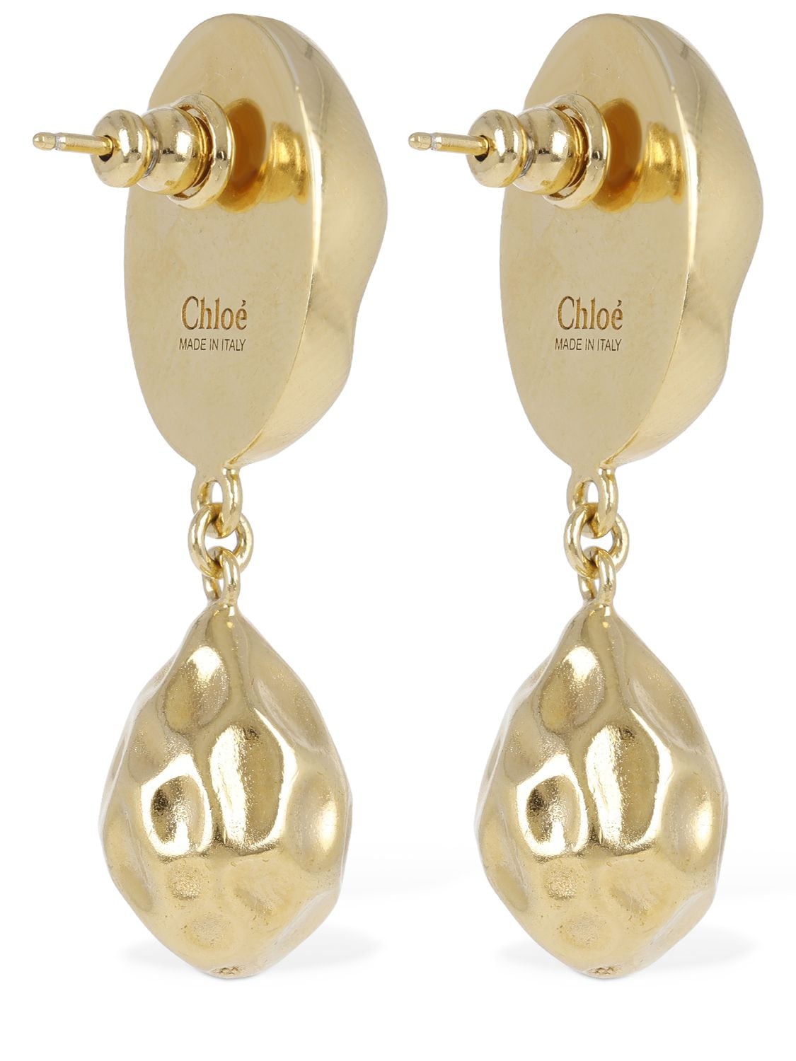 Shop Chloé Sybil Quartz Pendant Earrings In Pink,gold