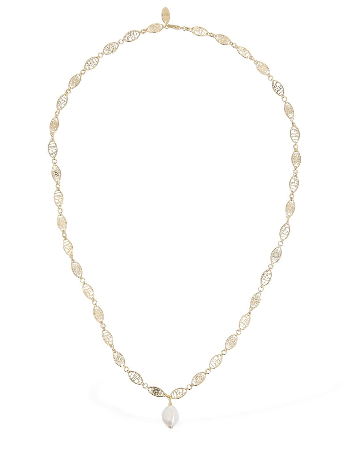 Chloé Darcey Lace Pearl Necklace In Gold