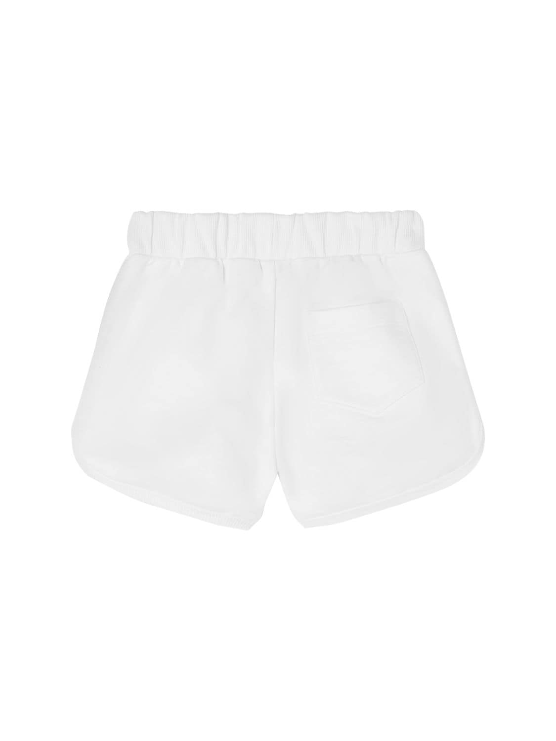 Shop Versace Cotton Sweat Shorts W/ Logo In White