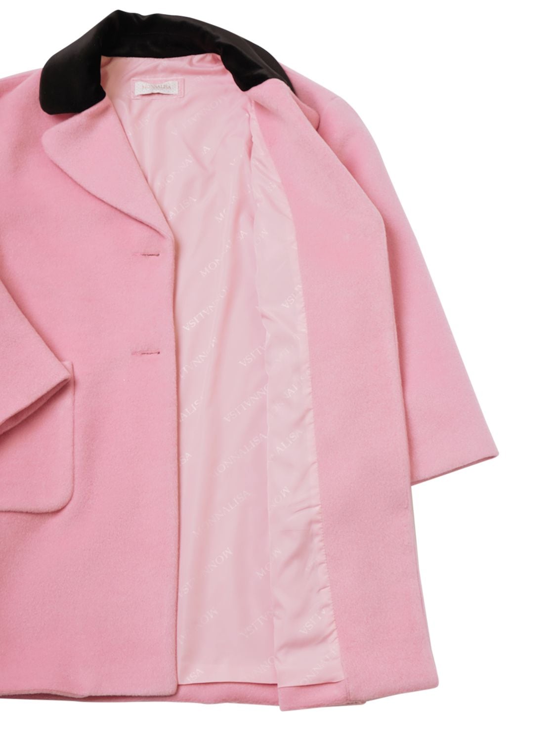 Shop Monnalisa Wool Blend Coat In Pink