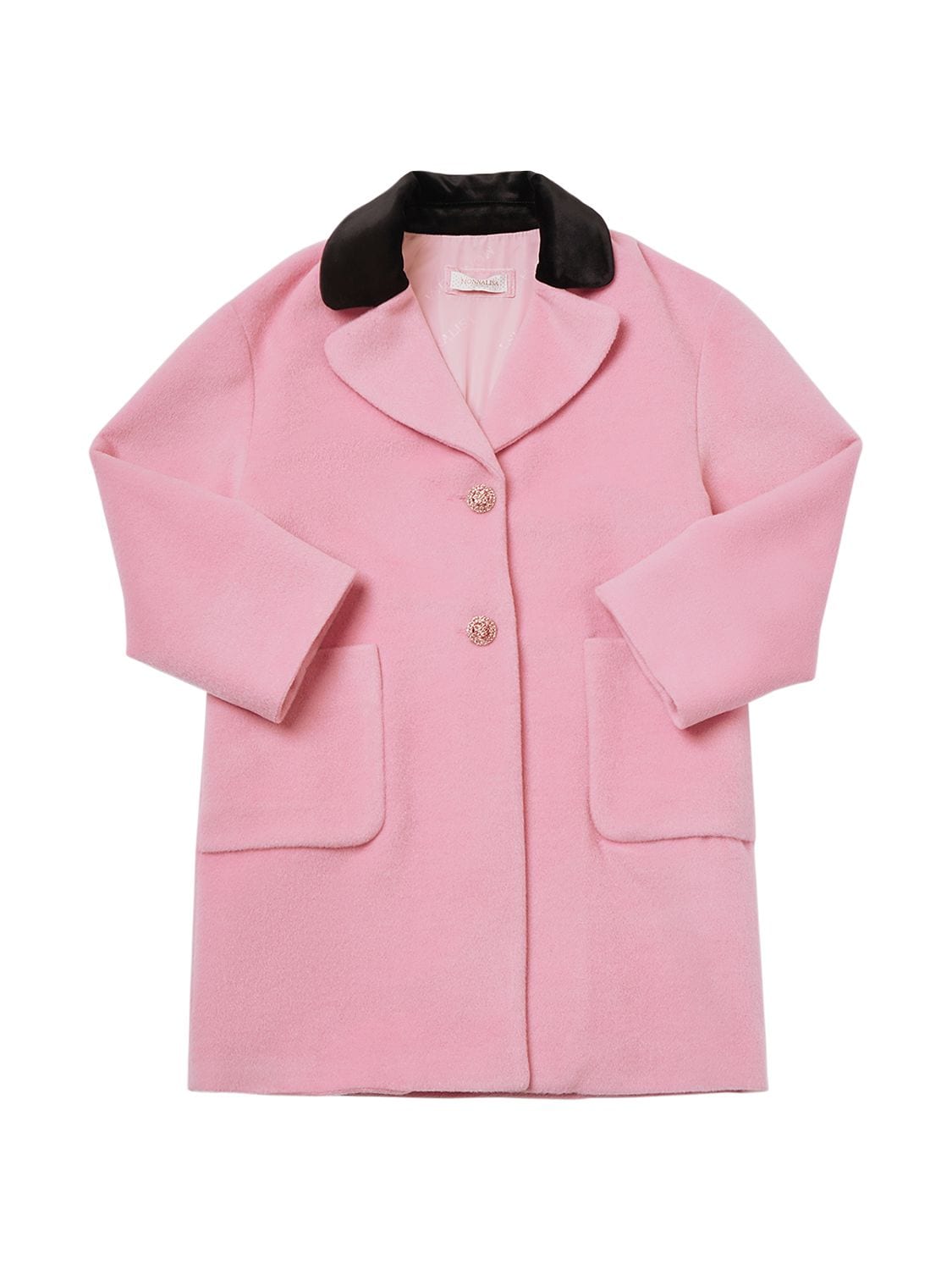Monnalisa Kids' Crystal-embellished Single-breasted Coat In Pink