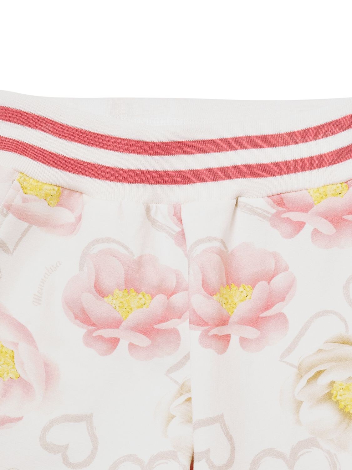 Shop Monnalisa Flower Print Cotton Sweatpants In Multicolor