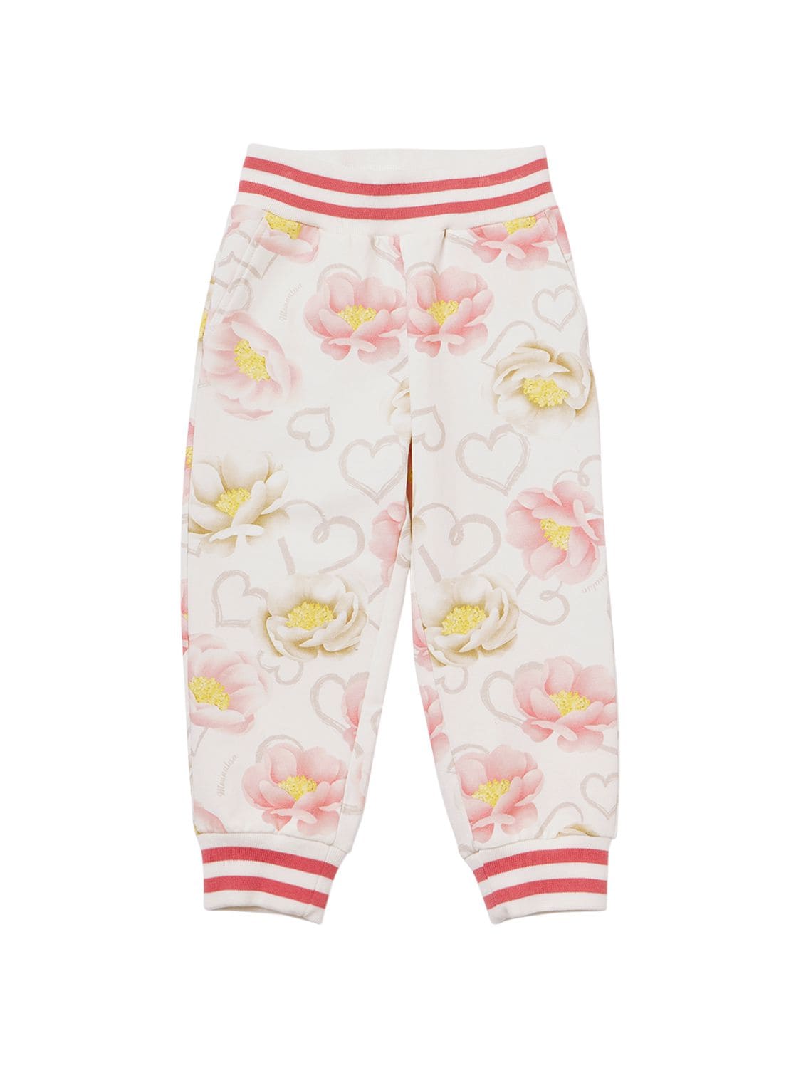 Monnalisa Kids' Floral Printed Cotton-blend Sweatpants In Multicolor