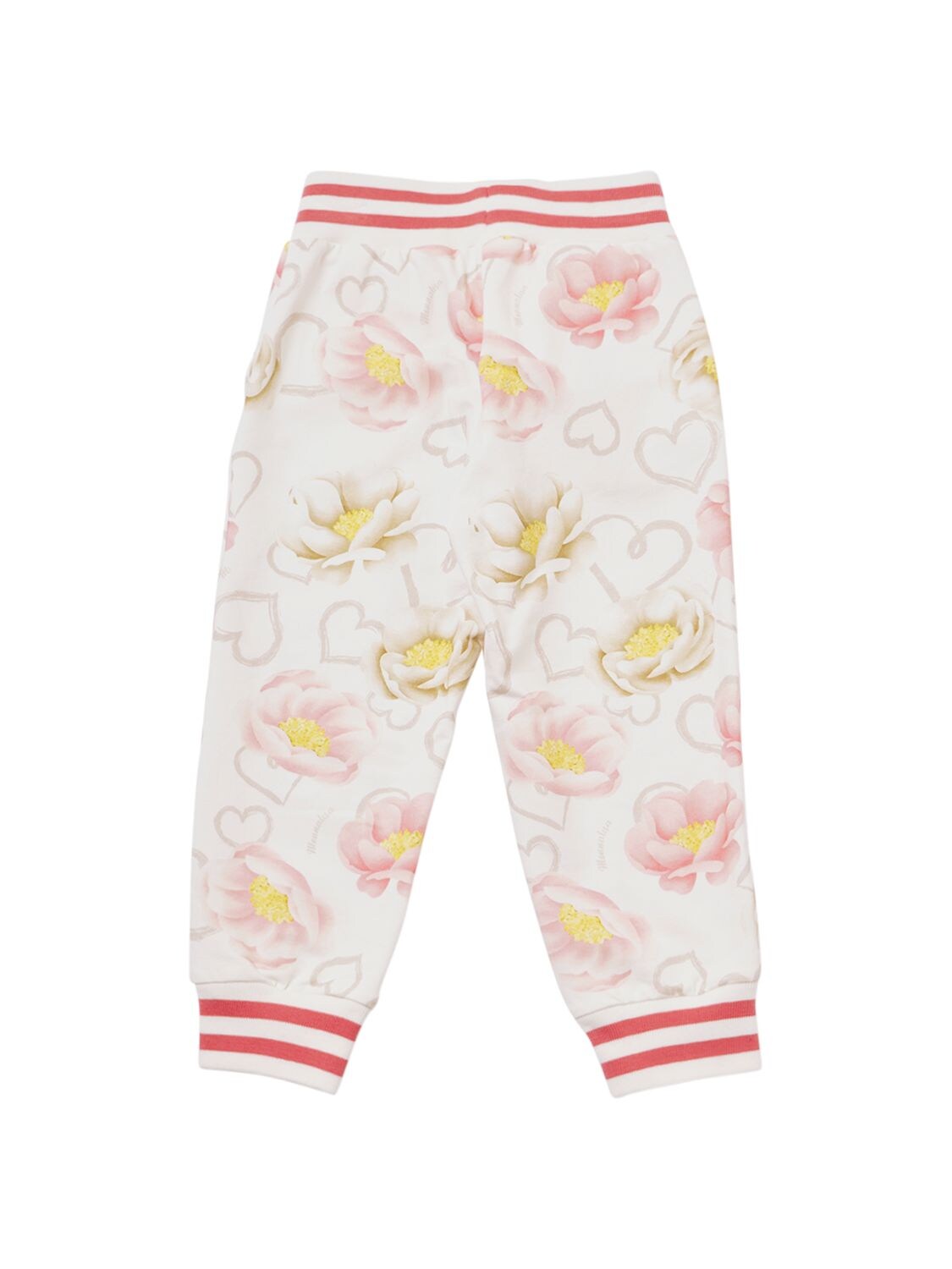 Shop Monnalisa Flower Print Cotton Sweatpants In Multicolor
