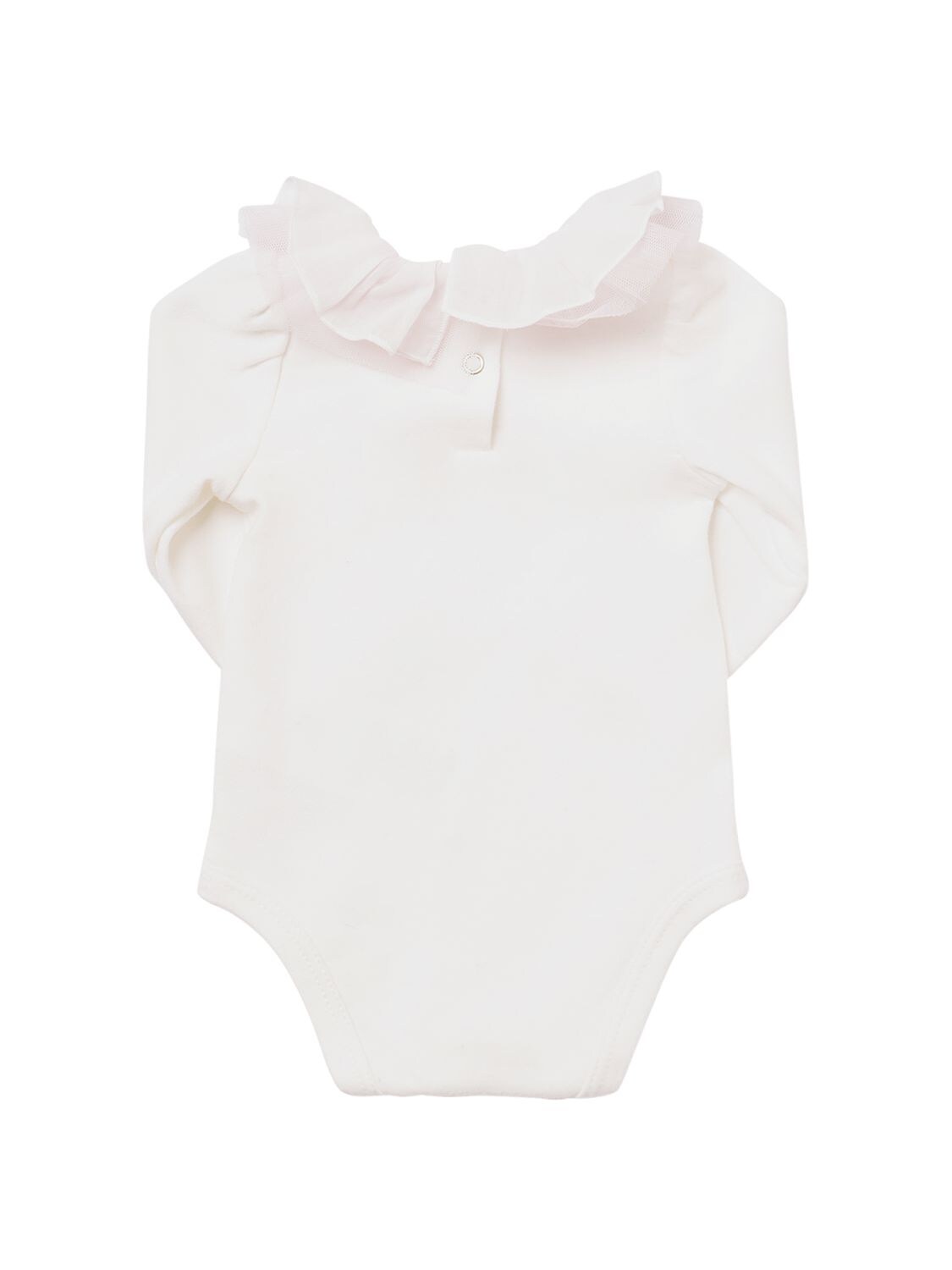 Shop Monnalisa Cotton Jersey Bodysuit & Tulle Skirt In White,pink