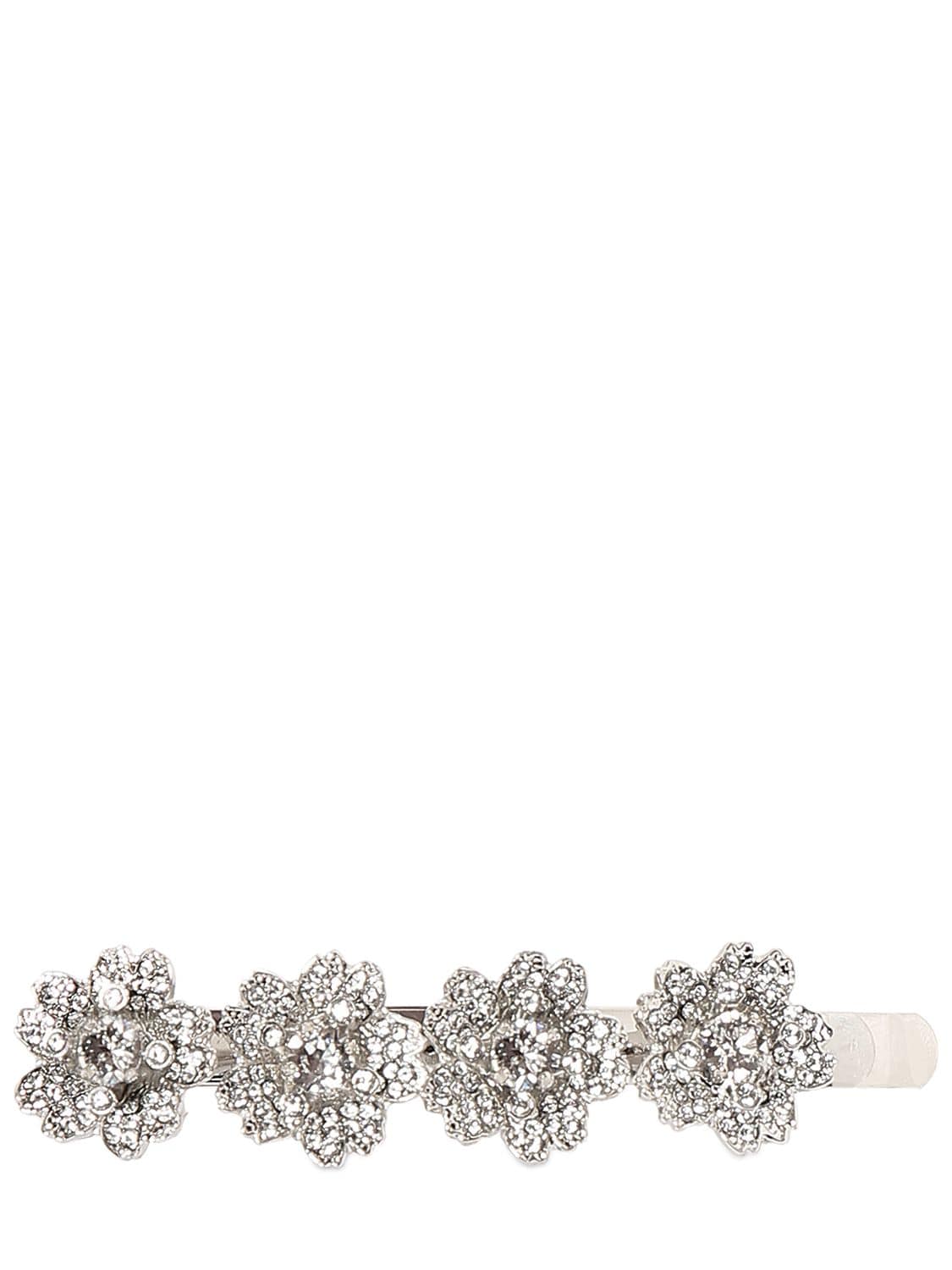 Roger Vivier Bouquet Crystal Hair Clip In Silver