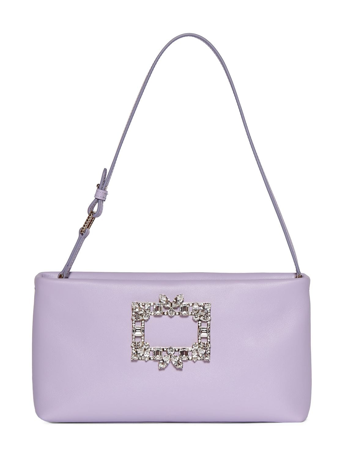 Shop Roger Vivier Mini Rv Nightlily Leather Shoulder Bag In Purple