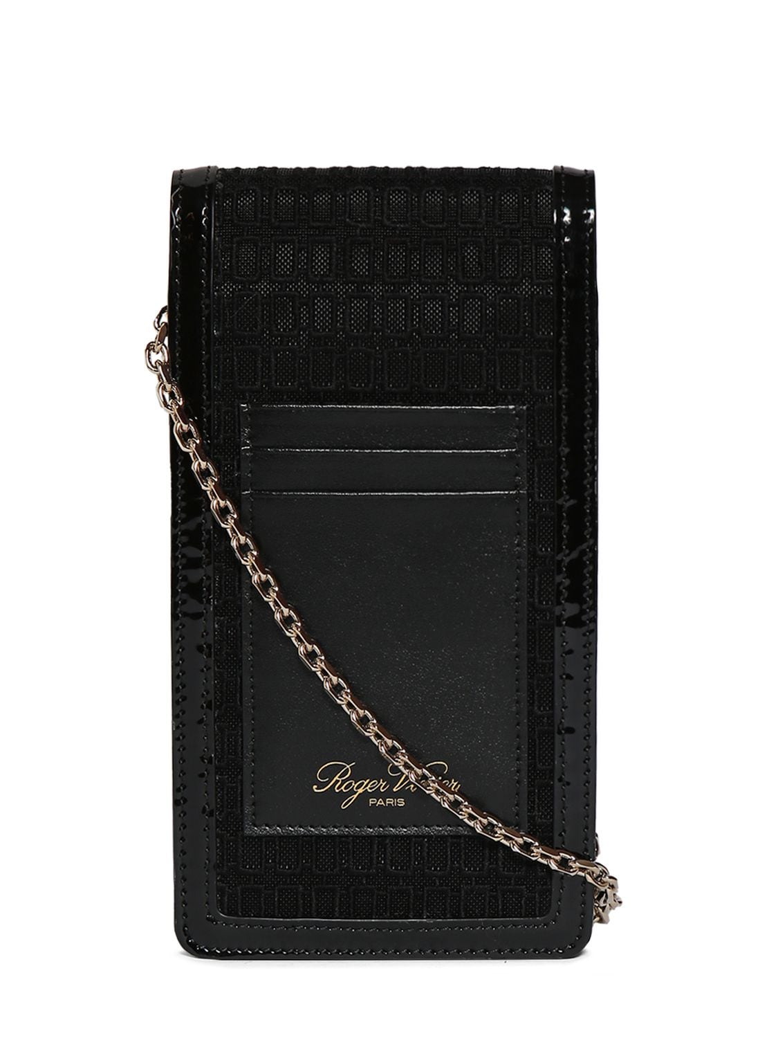 Shop Roger Vivier Belle Vivier Leather Phone Holder In Black