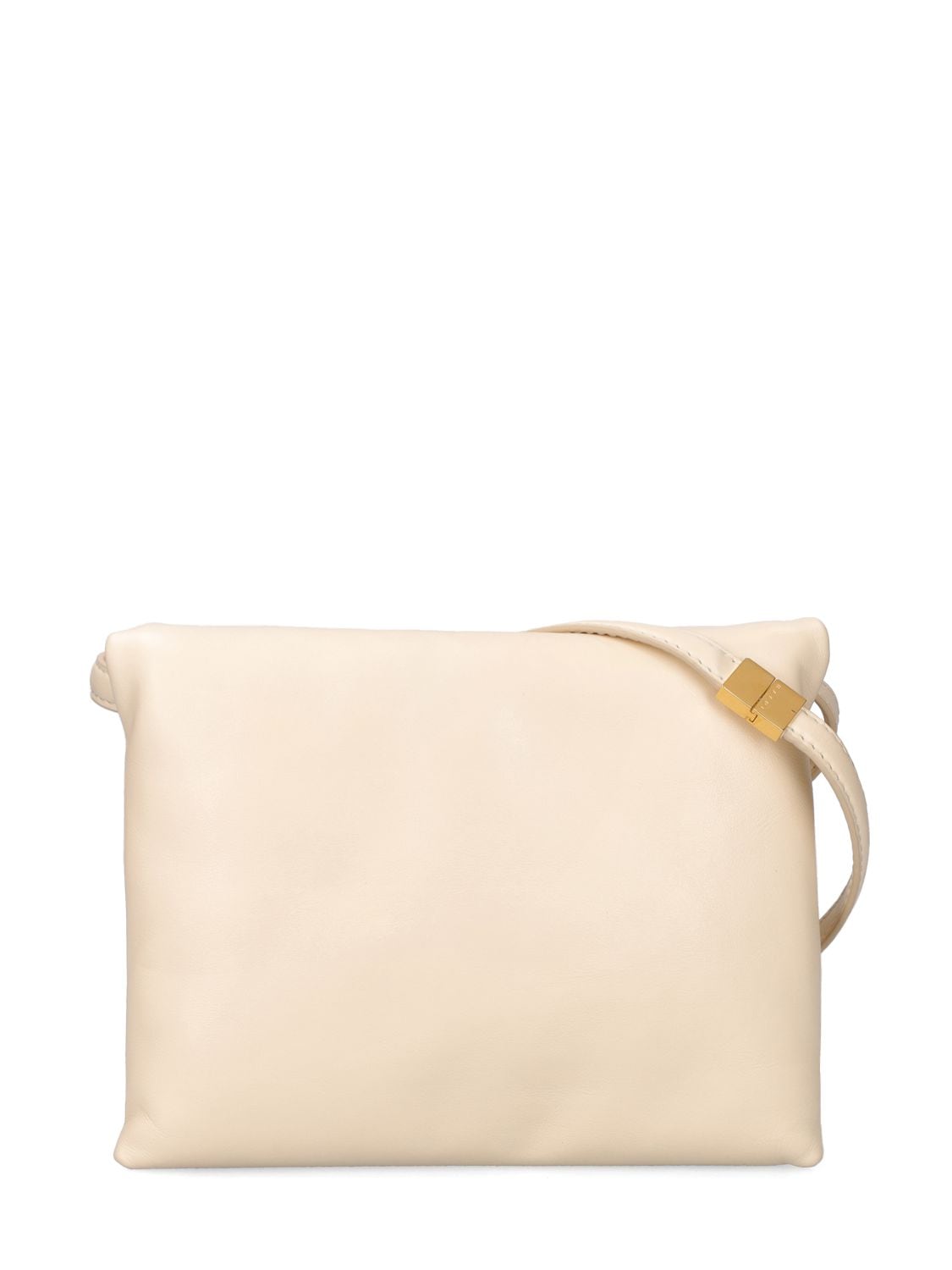 Marni Mini Leather Pochette W/ Strap In Ivory