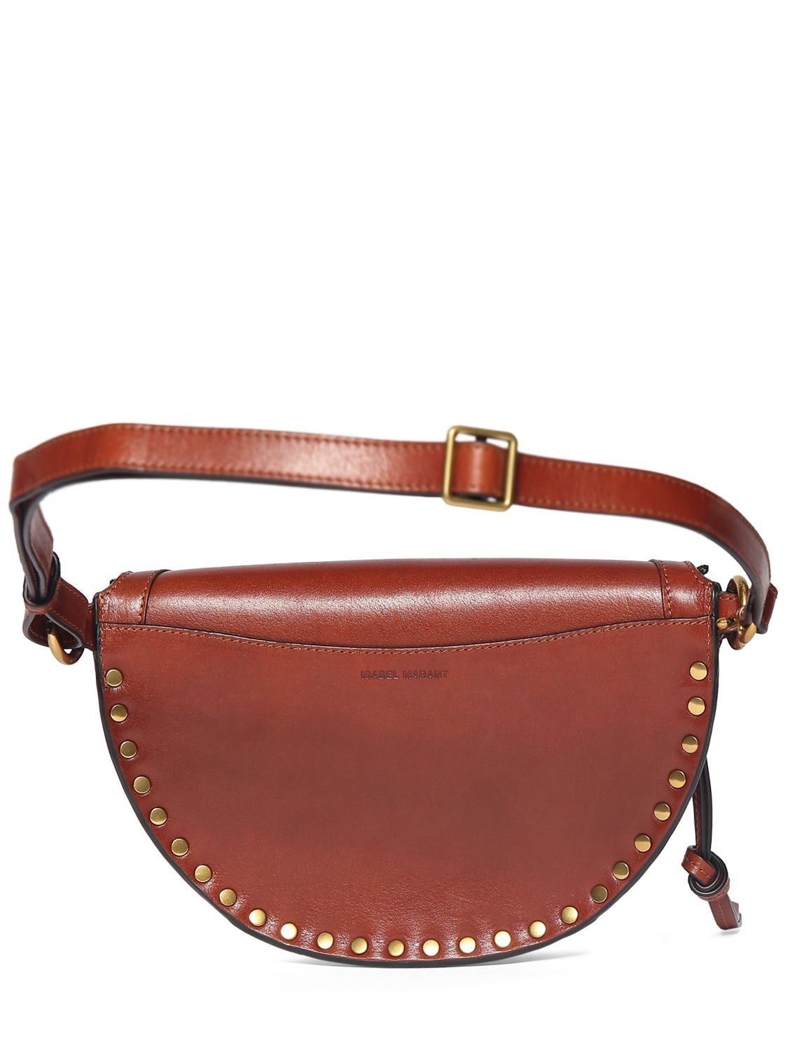 Shop Isabel Marant Skano Studded Leather Shoulder Bag In Cognac