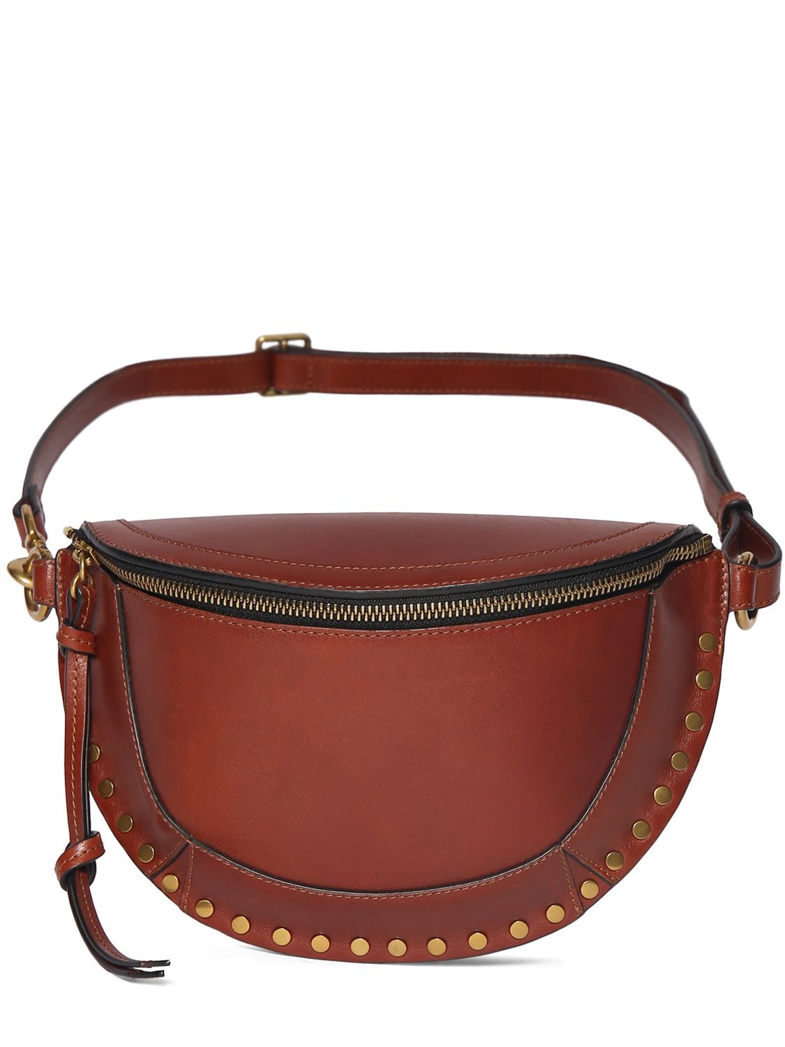 Isabel Marant Skano Studded Leather Shoulder Bag In Cognac