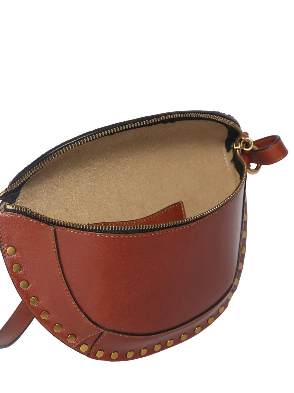 Shop Isabel Marant Skano Studded Leather Shoulder Bag In Cognac