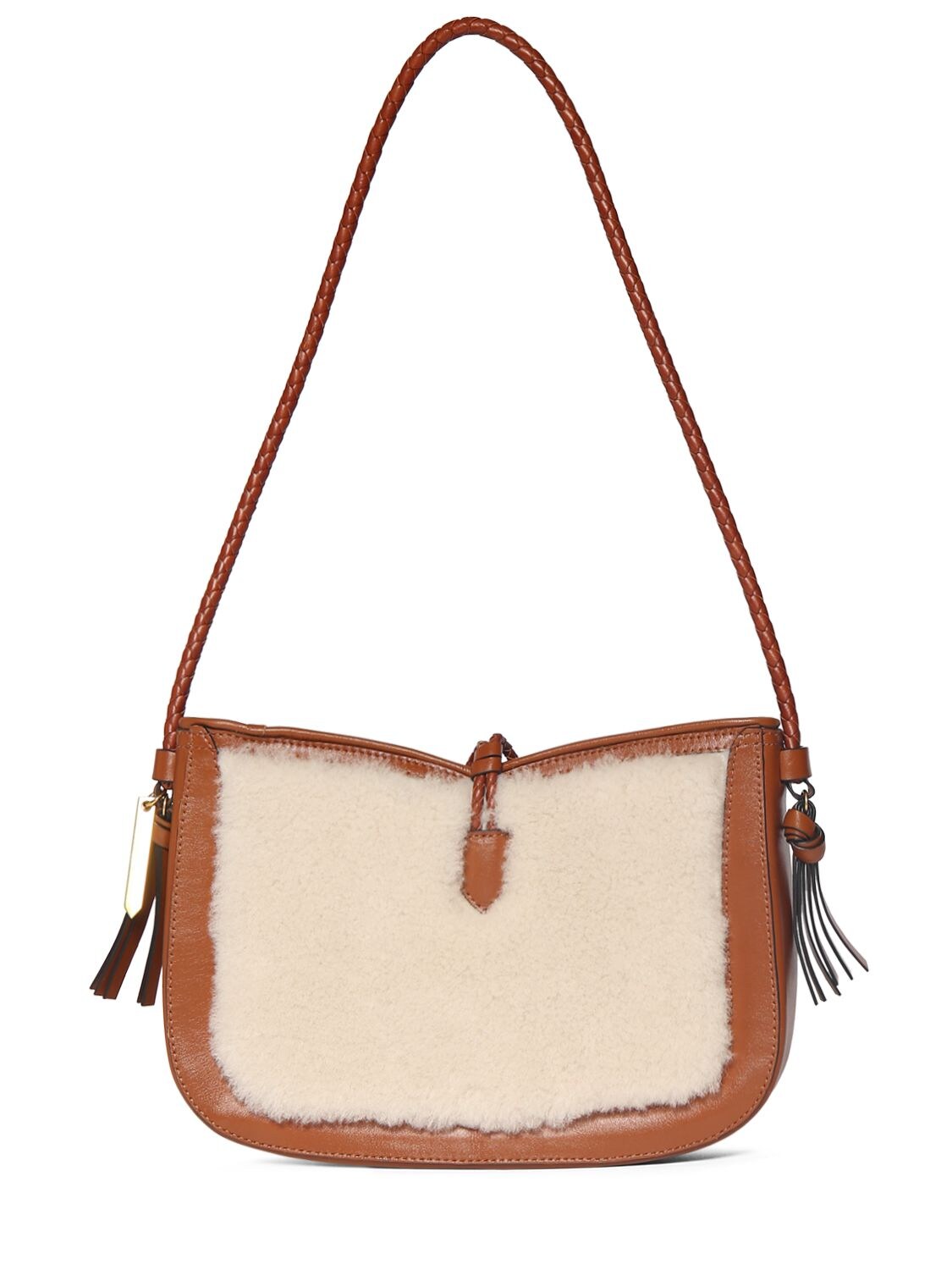 Shop Isabel Marant Vigo Leather Shoulder Bag In Natural,cognac