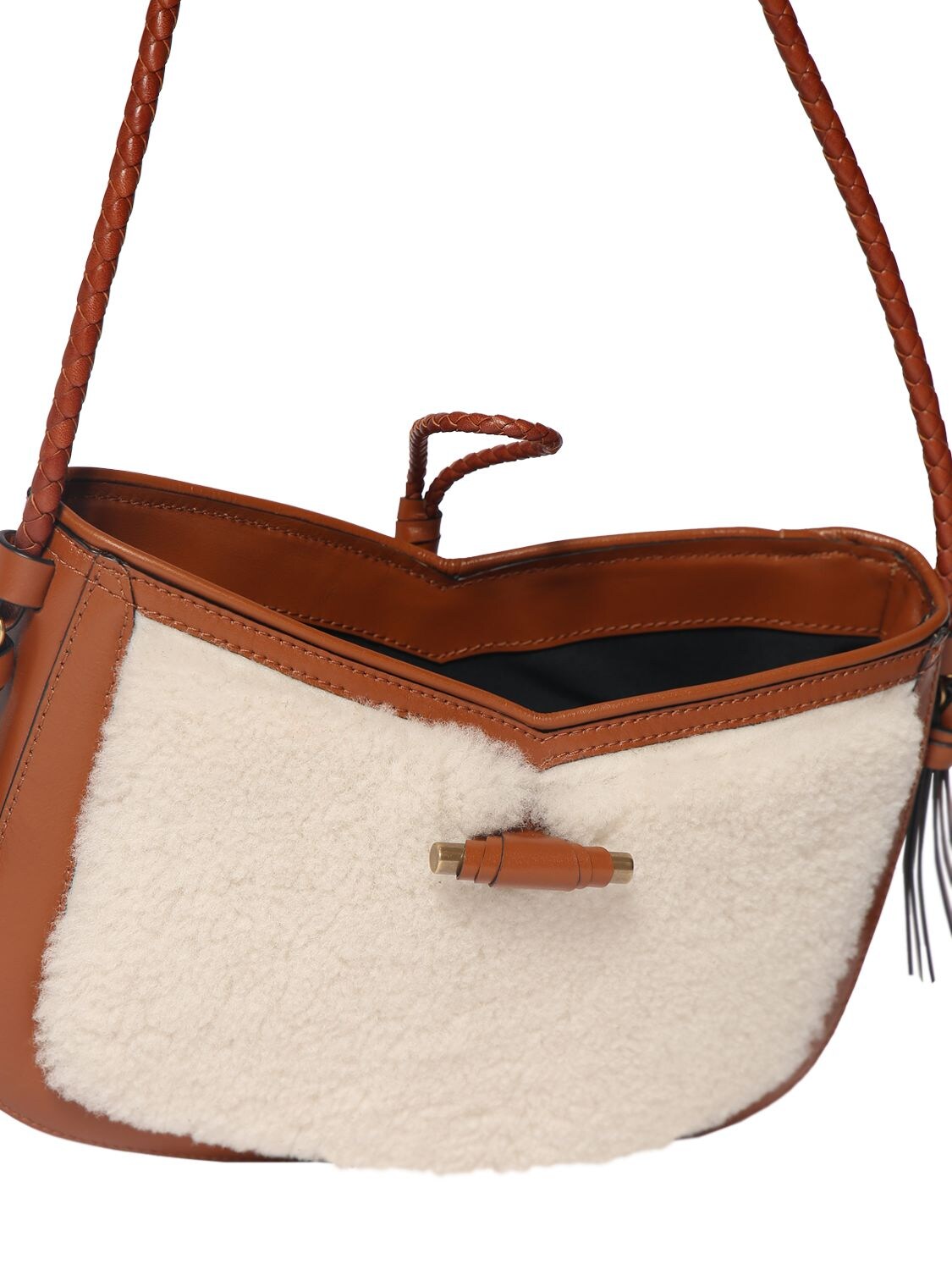 Shop Isabel Marant Vigo Leather Shoulder Bag In Natural,cognac