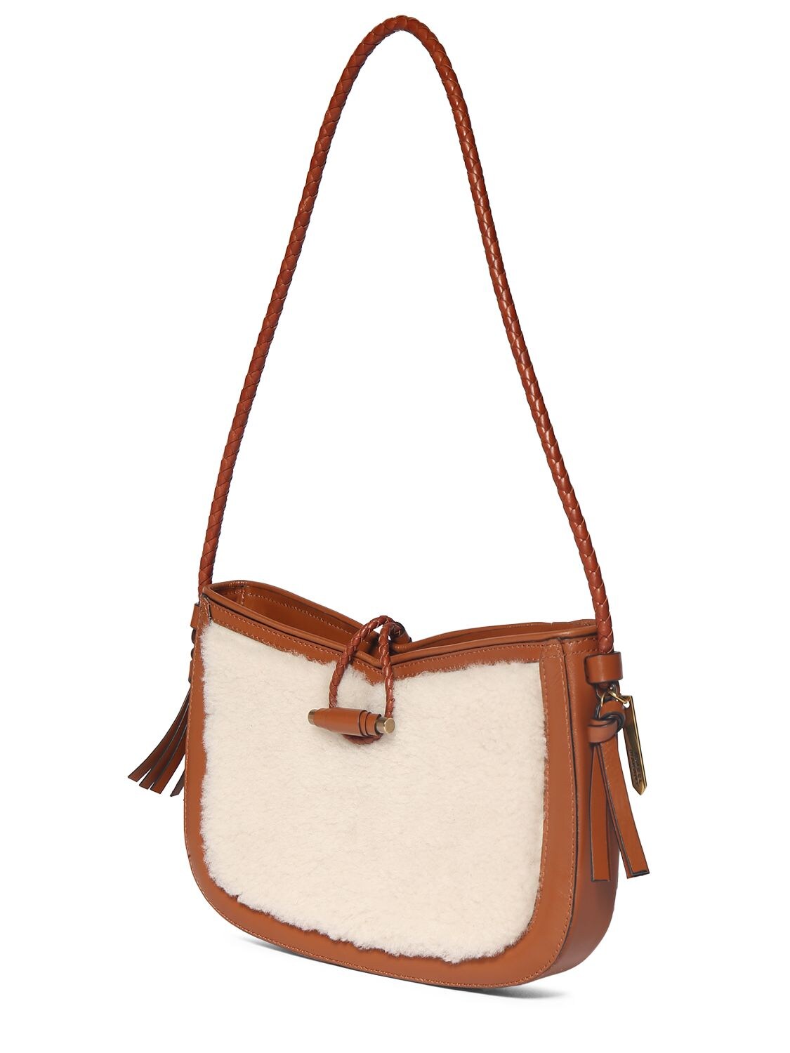 Shop Isabel Marant Vigo Leather Shoulder Bag In Natural,cognac