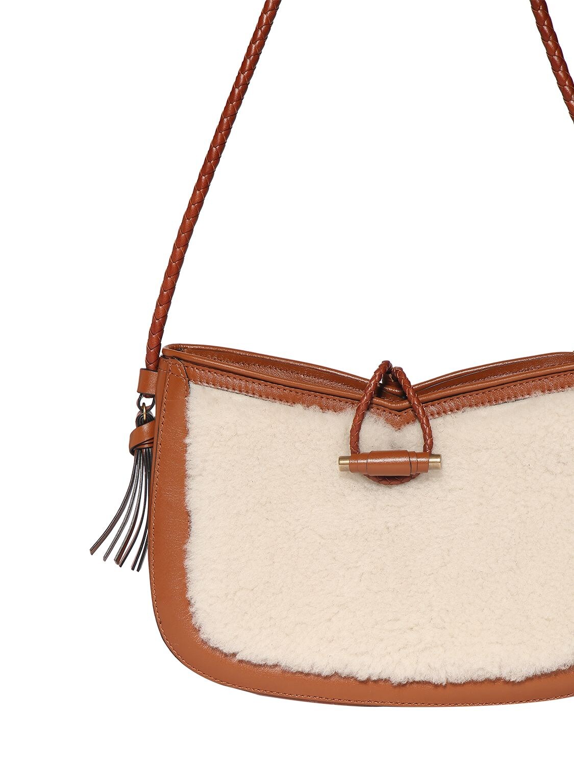 Shop Isabel Marant Vigo Leather Shoulder Bag In Natural,cognac